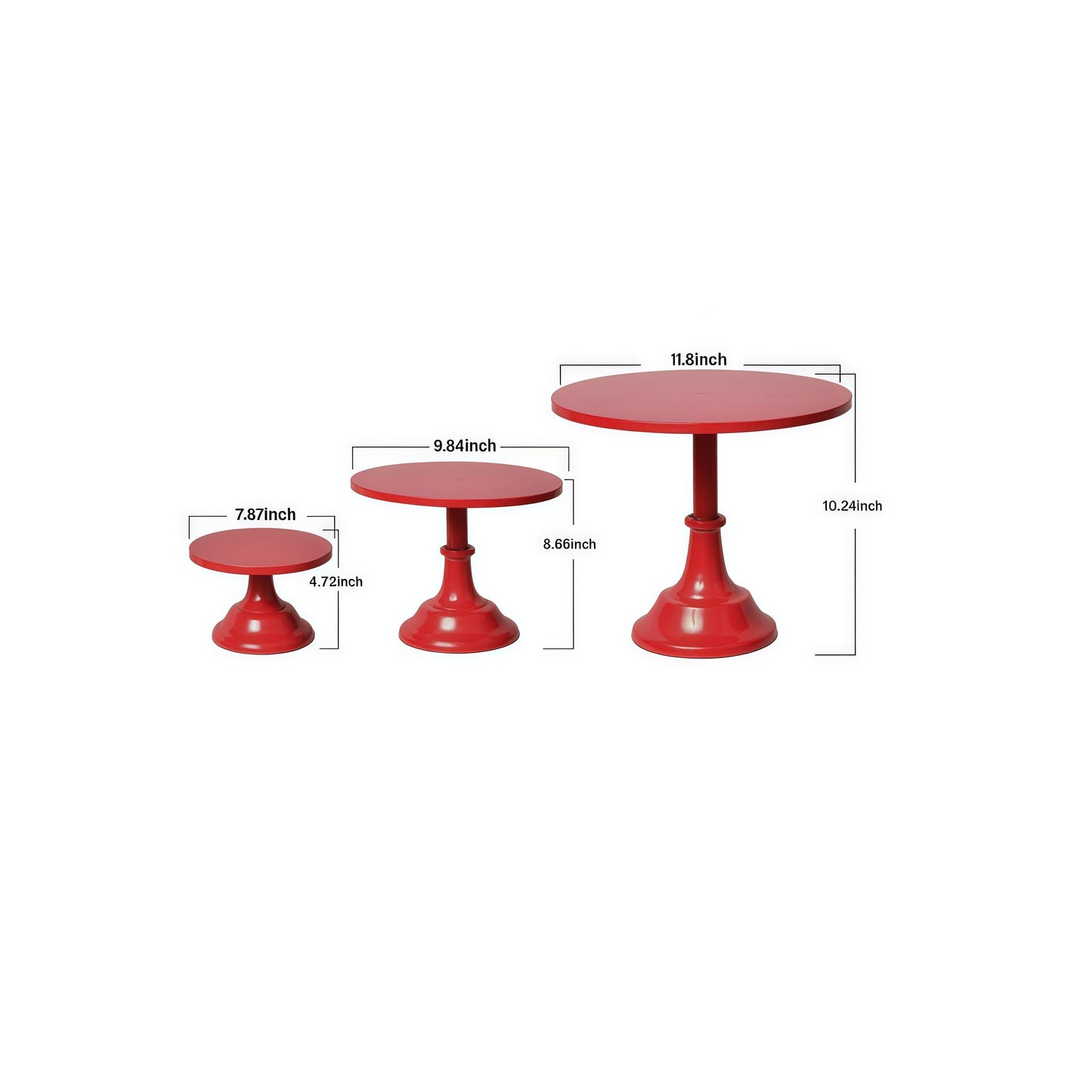 CBBZJY 3 Pcs Metal Cake Stand Set 8/10/12 inch Dessert Table Display Perfect for Baby Shower Wedding Birthday (Red)