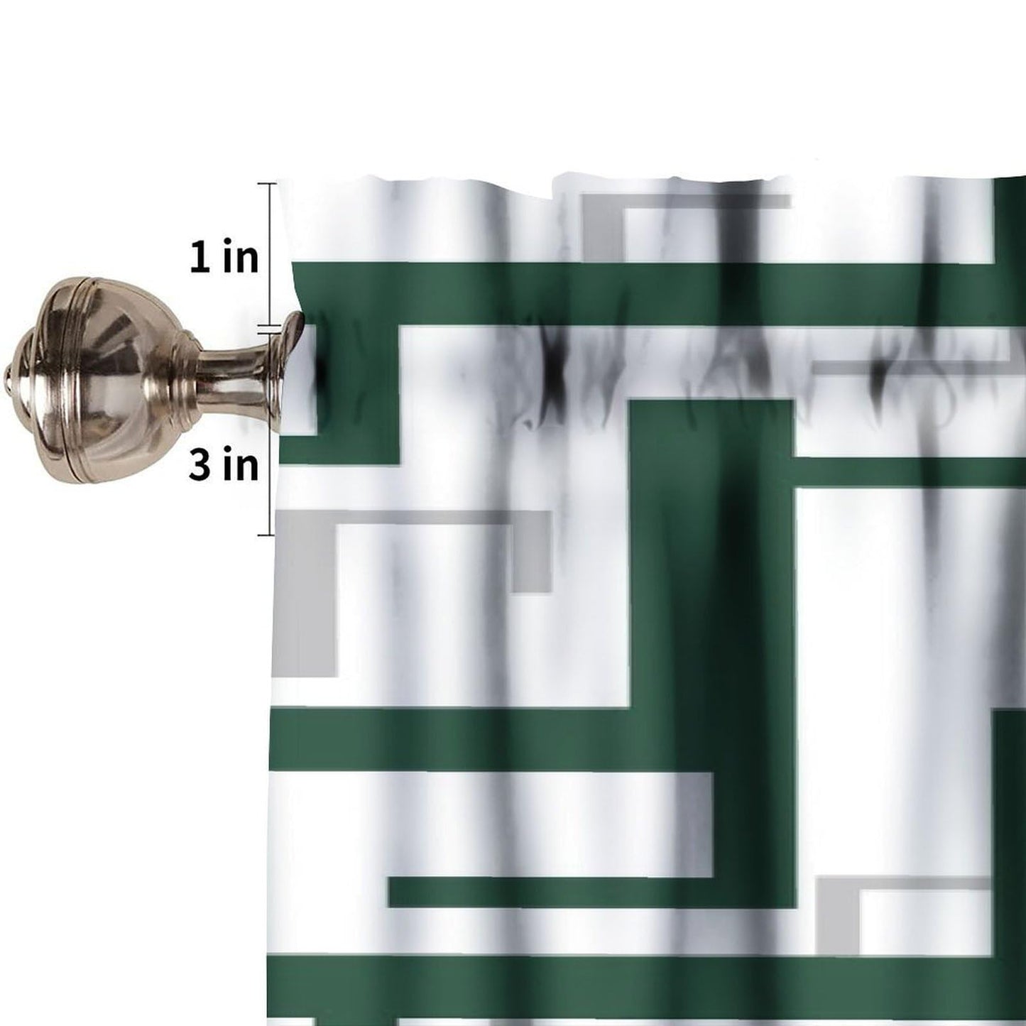 ZhiRain Green and White Valance Curtain Geometric Modern Spa Rod Pocket Valance Window Treatments Short Curtains for Kitchen Bathroom Farmhouse Living Room Bedroom Decor 54x18inch