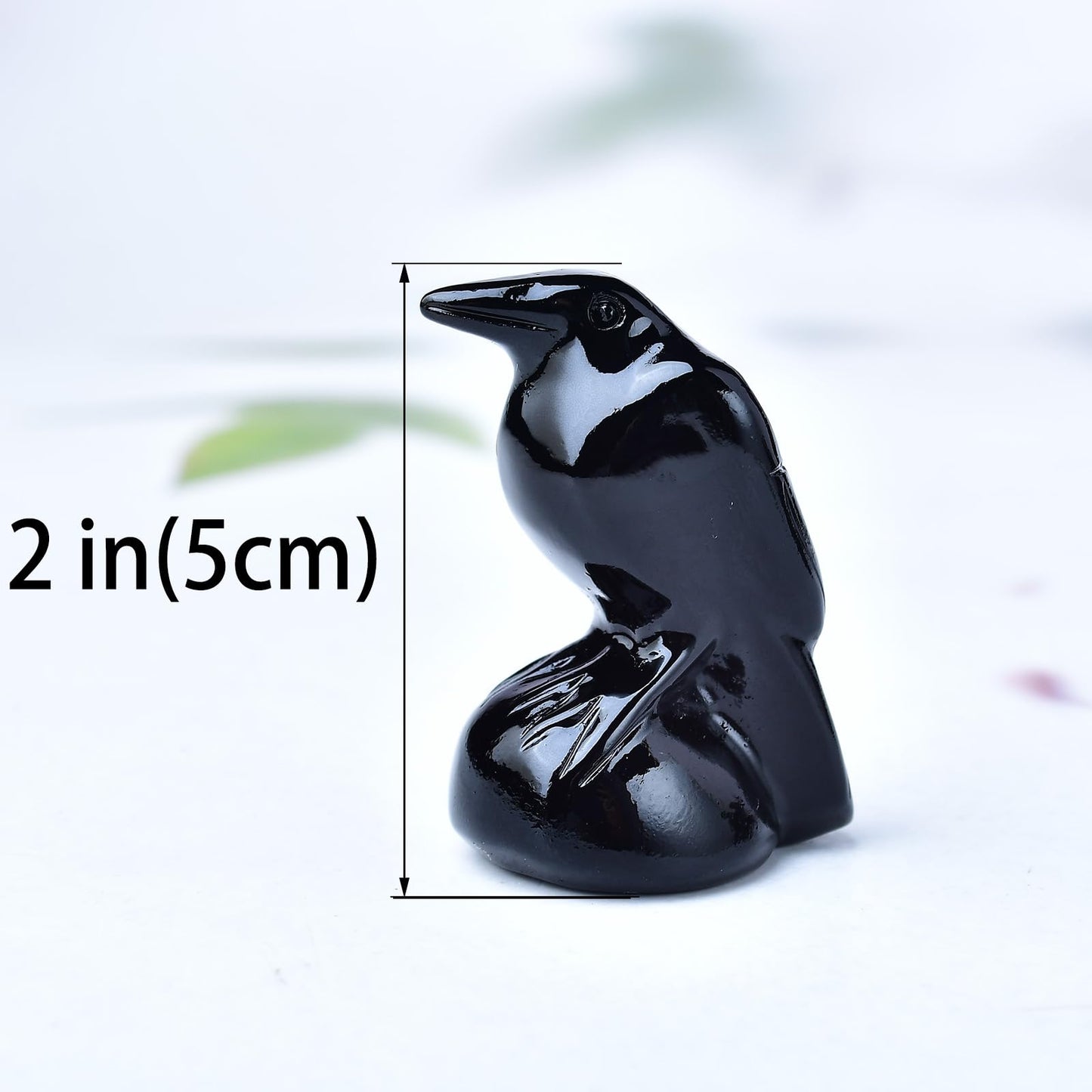 WUYOUSHI Natural Obsidian Crystal Raven Statue 2" Healing Crystal Handmade Sculpture Lucky Guardian Pocket Statues Reiki Meditation Office Home Decoration Gift