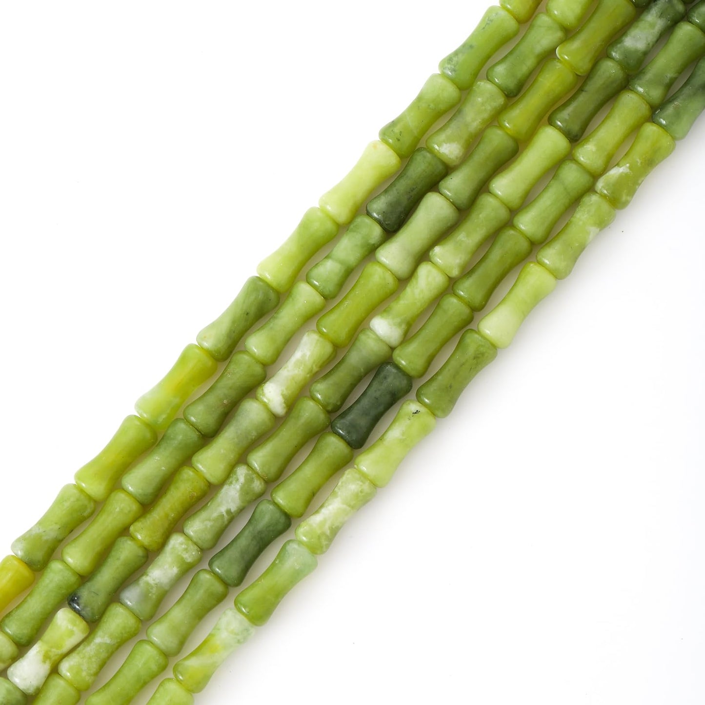 5x12mm Natural Green Jade Stone Bamboo Shape Gem Healing Energy Loose Spacer Beads for DIY Necklace Bracelet Earring