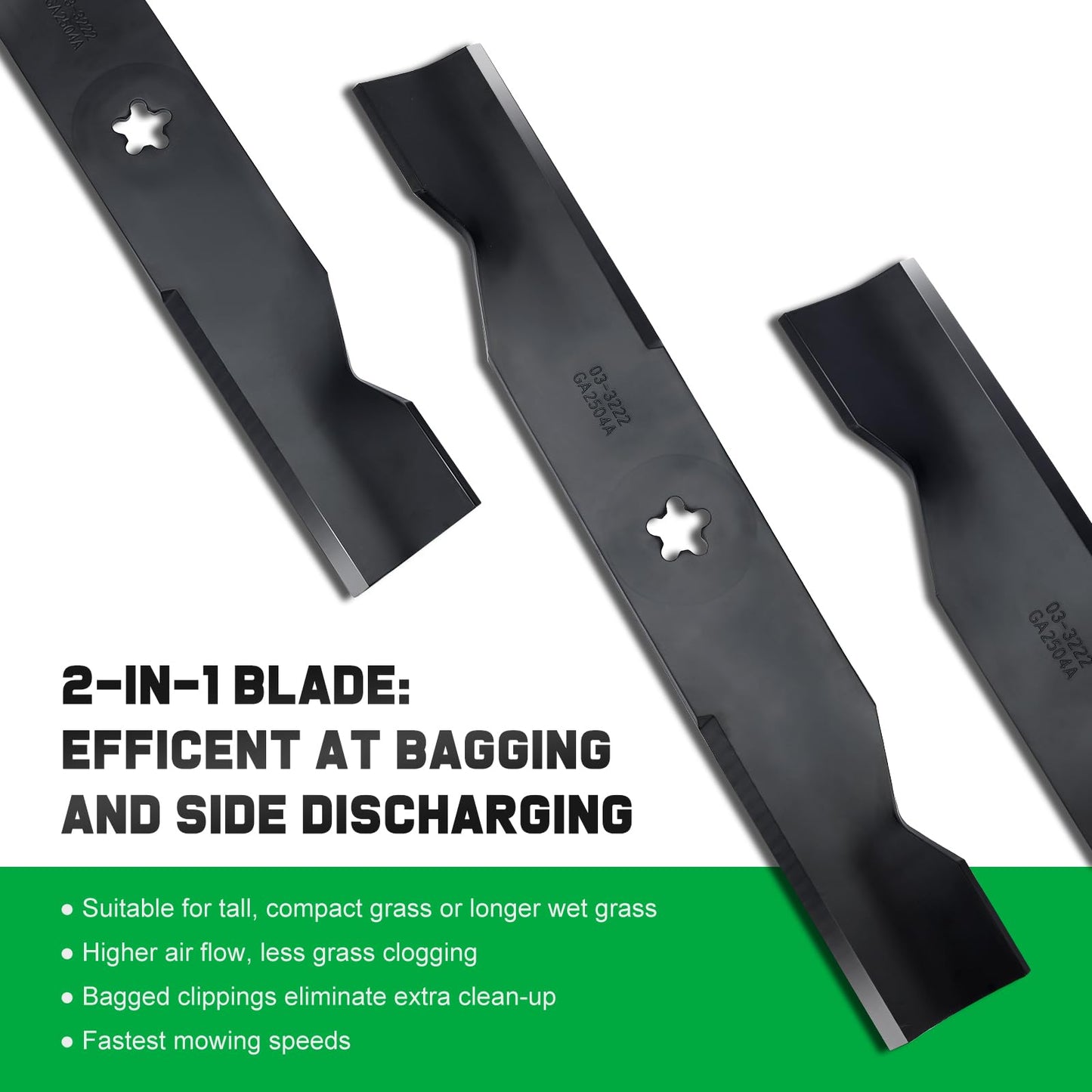 Grasscool 532180054 180054 Mower Blades for Husqvarna 48 inch Deck Zero Turn Riding Mower Z248F YTH2348 YTH24V48 YTH2148 YTH24K48 Z248 YTH2448 Replace 173920(High Lift)