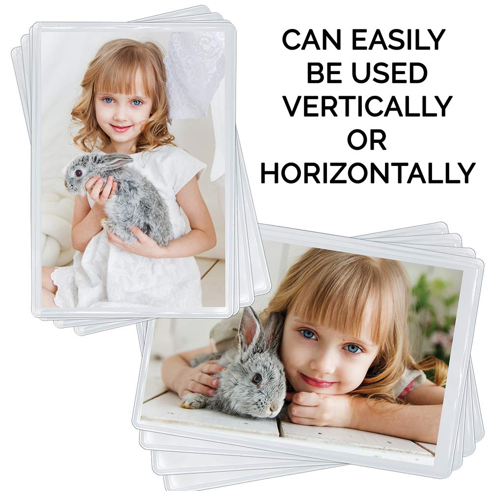 Freez-A-Frame Clear Magnetic Picture Frames For Refrigerator School Locker, or any Magnetic Surface 16 Pack Holds (2) 5 x 7 (4) 4 x 6 (10) 2.5 x 3.5 Exclusive Photo Pockets