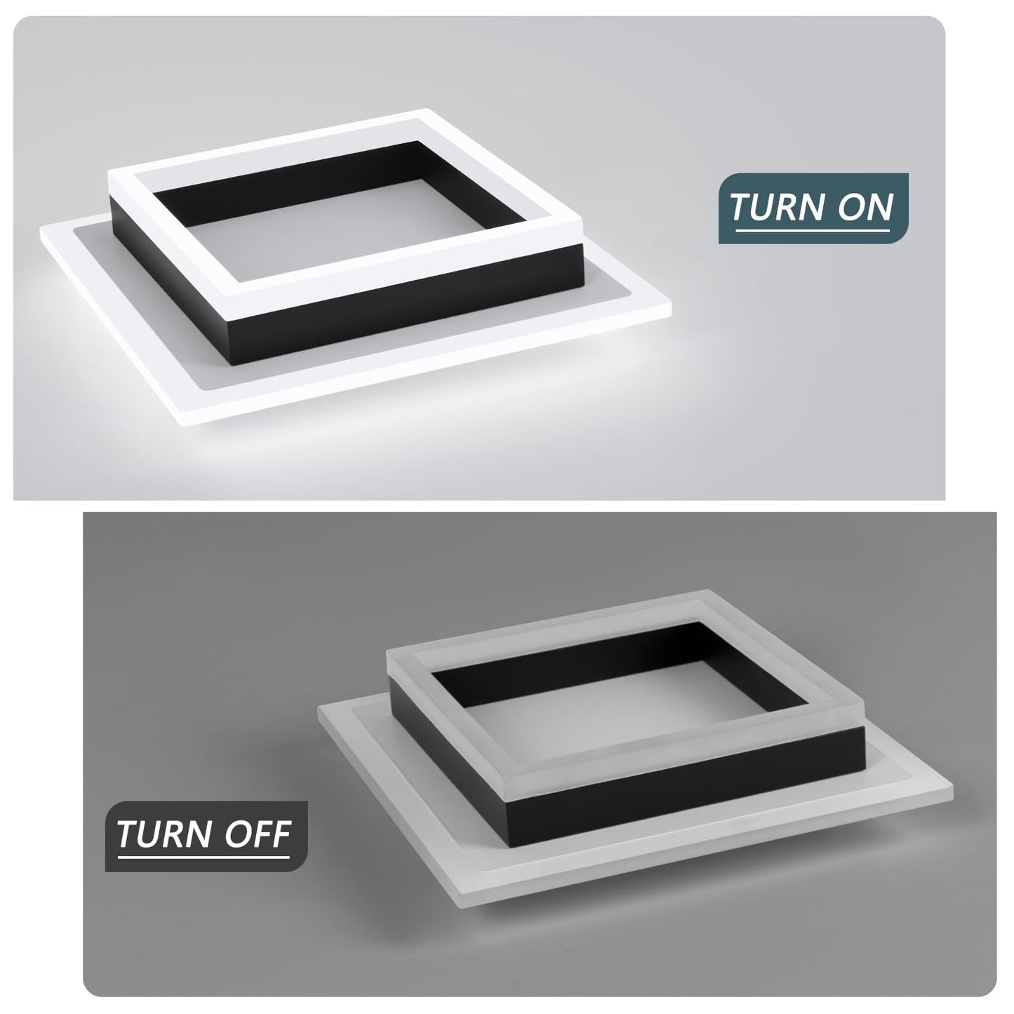 EIDISUNY 32W Modern LED Ceiling Light, Small Flush Mount Light Fixture, 6500K Cold White Ceiling Lamp, Square Hallway Lighting Fixtures for Living Room Bedroom Bathroom Kitchen (White, Cold White)