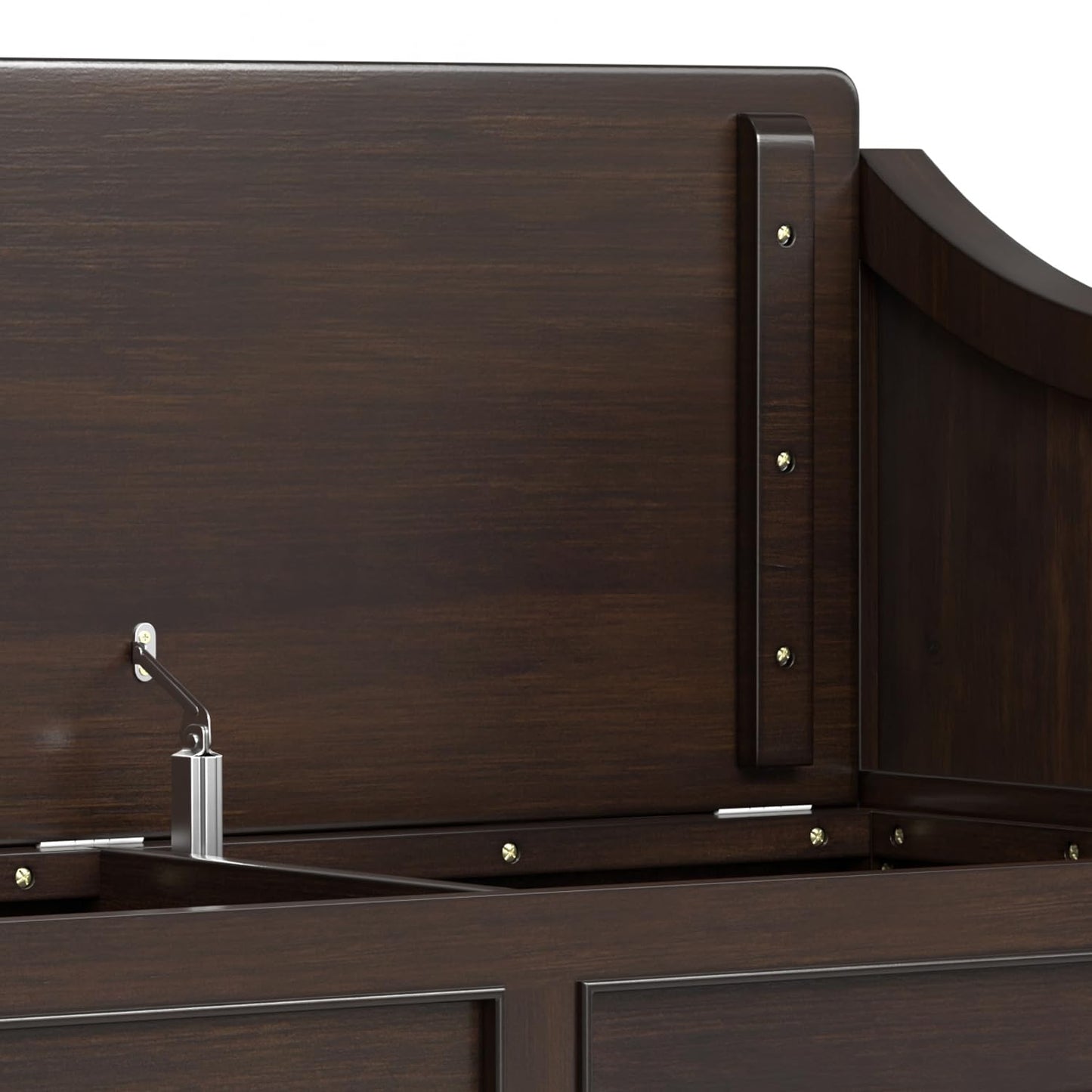 SIMPLIHOME Connaught SOLID WOOD 42 inch Wide Traditional Entryway Storage Bench with Shelf in Chestnut Brown for the Living Room, Entryway and Family Room