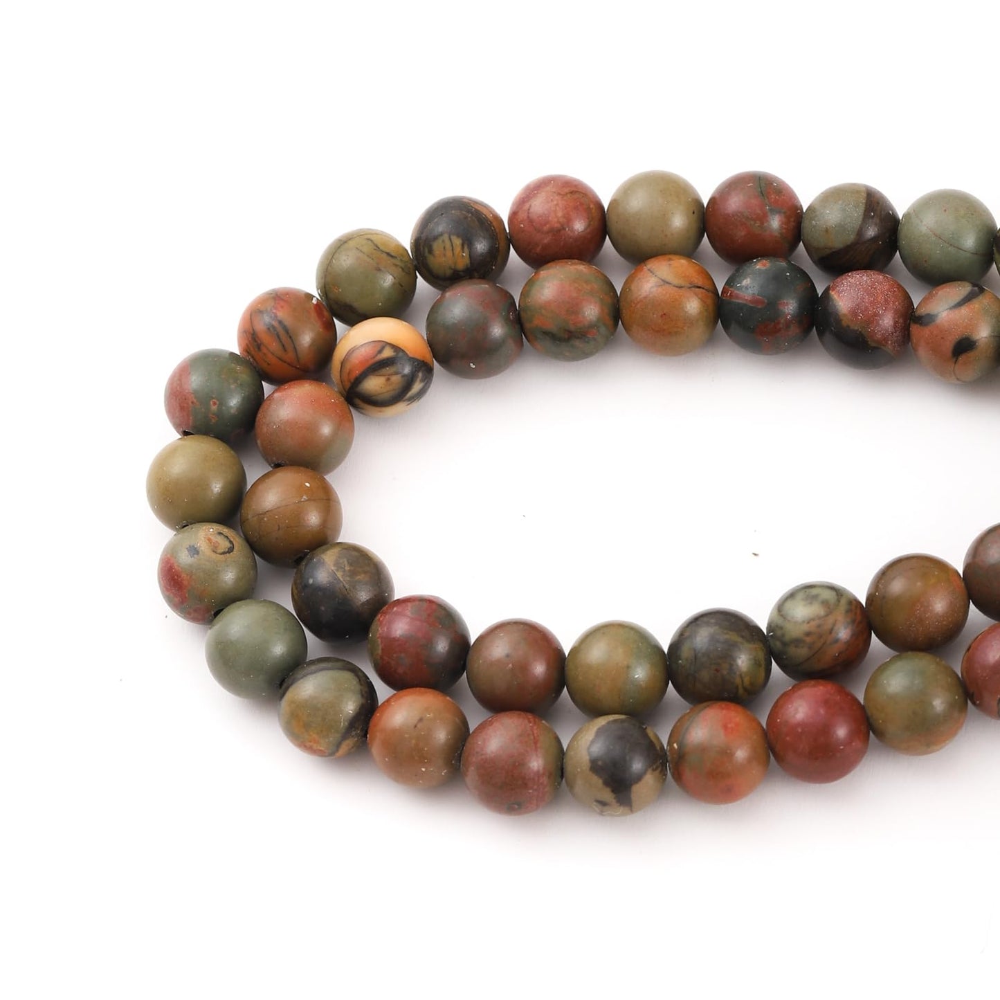 10mm 38pcs DIY Natural Picasso Stone Beads Round Healing Crystal Gemstone Loose Beads for Jewelry Making Handmade Bracelet Necklace