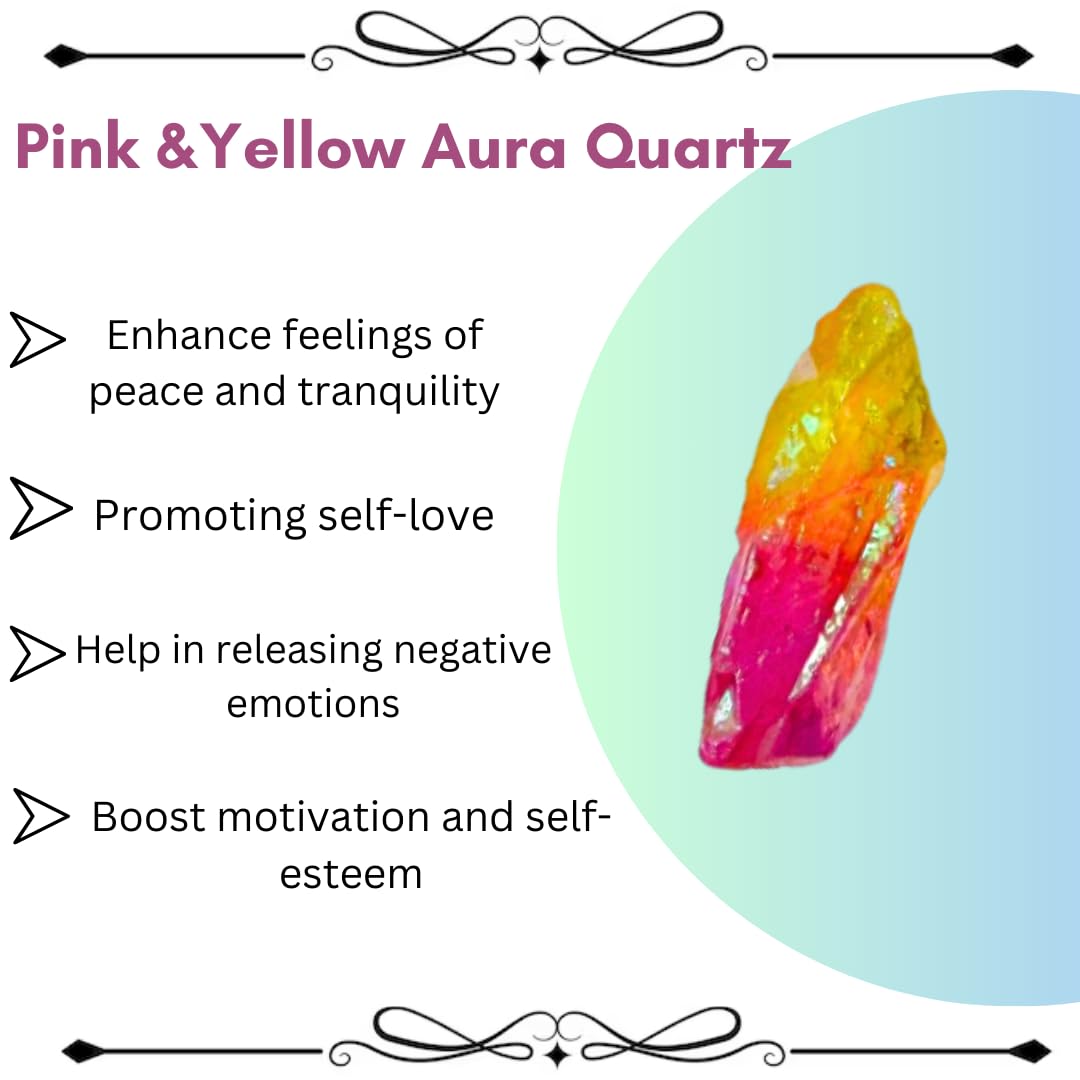 Crystals, Rocks, Jade, Crystals and Healing Stones, Witchcraft Supplies, Healing Crystals, Stones, Healing Stones, Rock Collection, Agate, Raw Stones (Pink - Yellow Aura Quartz, 2 Pcs)