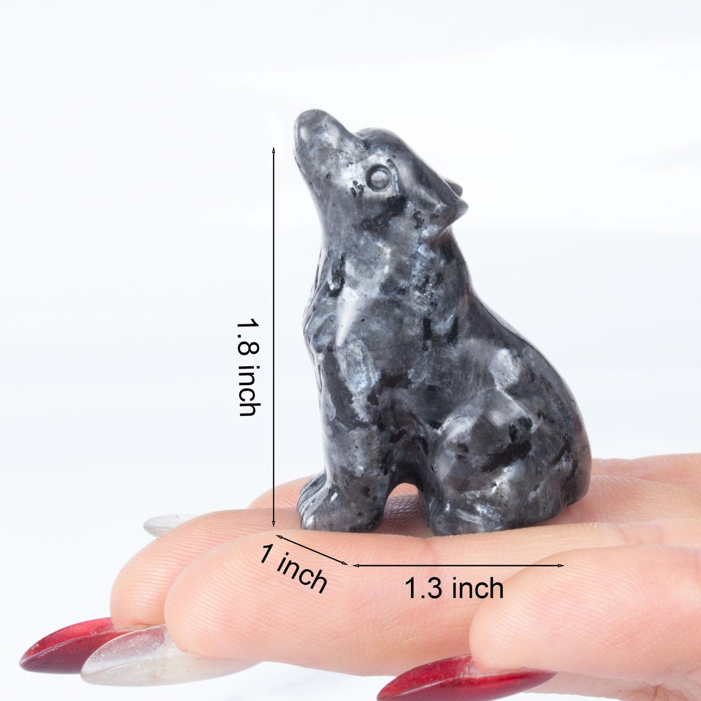 Hguxmcu Shimmer Stone Wolf Figurine,Crystal Carved Statue for Home Office Desk Decor,Hand Carved 1.8 Inch Healing Crystal,Spirit Animal Gift for Wolf Lovers,Good Luck Feng Shui Protection Totem