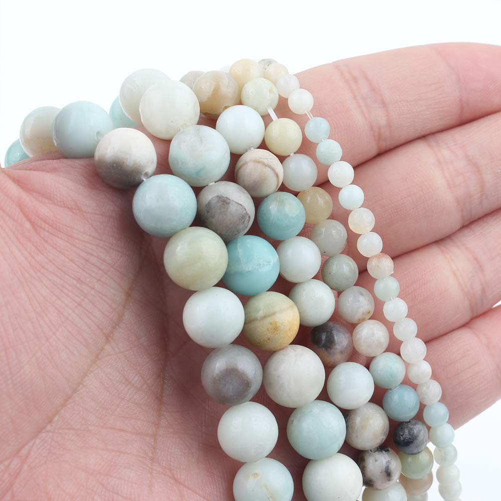 NITOPUPU 10mm 37pcs Smooth Amazonite Natural Stone Beads for Jewelry Making Supplies, Round Crystal Beads for Bracelets Necklace DIY Crafts