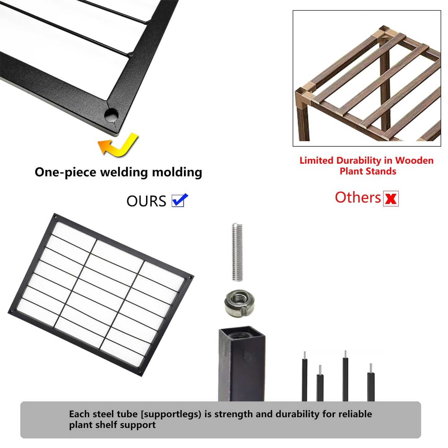 YUJCHMTZN Metal Plant Stand Indoor Metal Plant Stands Outdoor Tiered Plant Shelf for Multiple Plants, 3 Tiers 7 Potted Ladder Plant Holder Table Plant Pot Stand for Window Garden Balcony Living Room