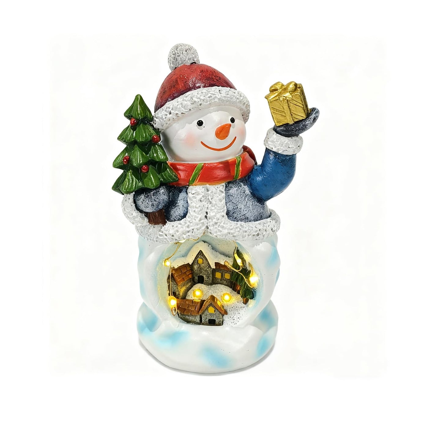 Yiosax Christmas Indoor Decorations Snowman Figurine Snowman House Light Decor Christmas Village Houses Statue Decorations Table Gift Winter Decor