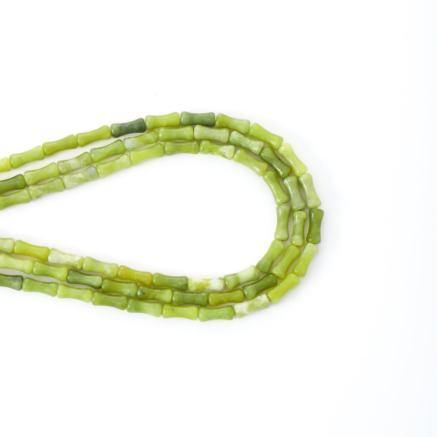 5x12mm Natural Green Jade Stone Bamboo Shape Gem Healing Energy Loose Spacer Beads for DIY Necklace Bracelet Earring