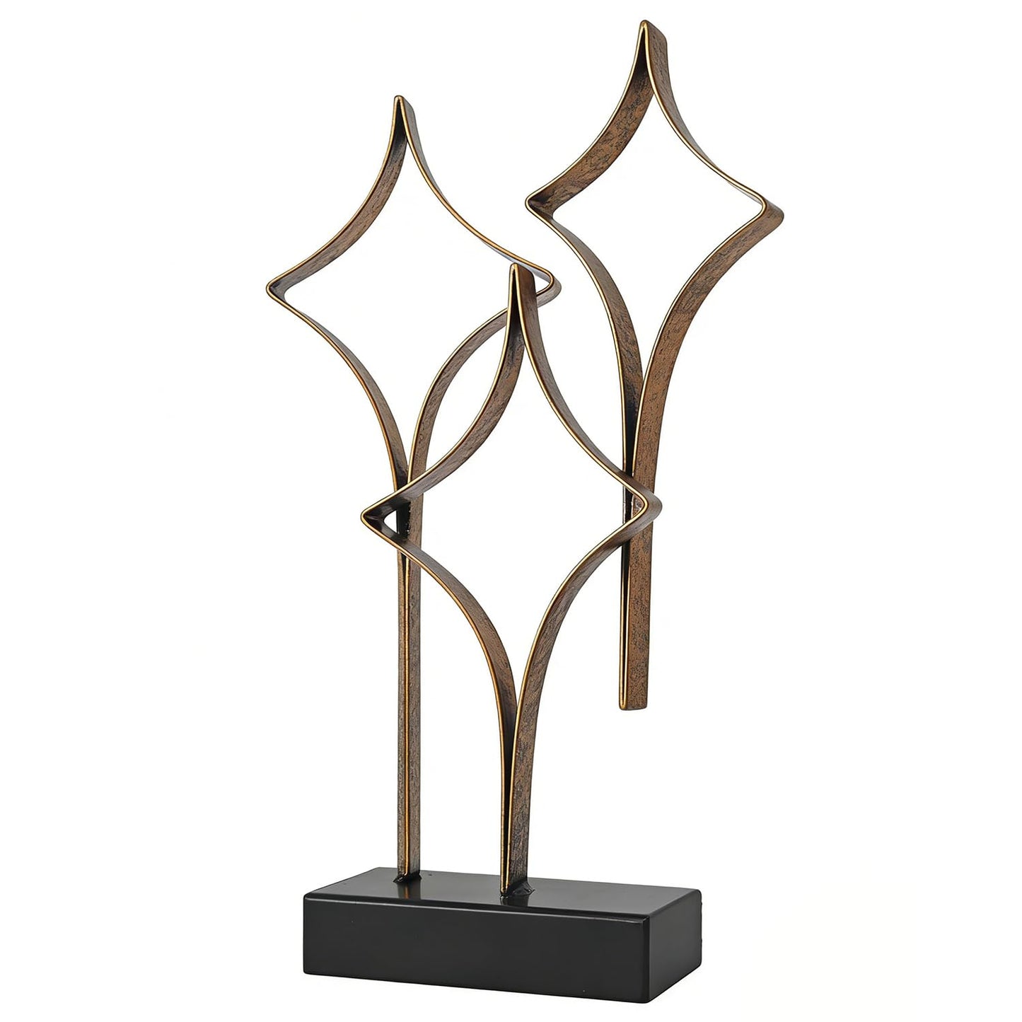 LNXMES Abstract Metal Sculpture Home Decor – Modern Minimalist Line Art Statue Decorations for Table, Shelf, Living Room, Office & Entryway (Diamond Curved Metal Sculpture)