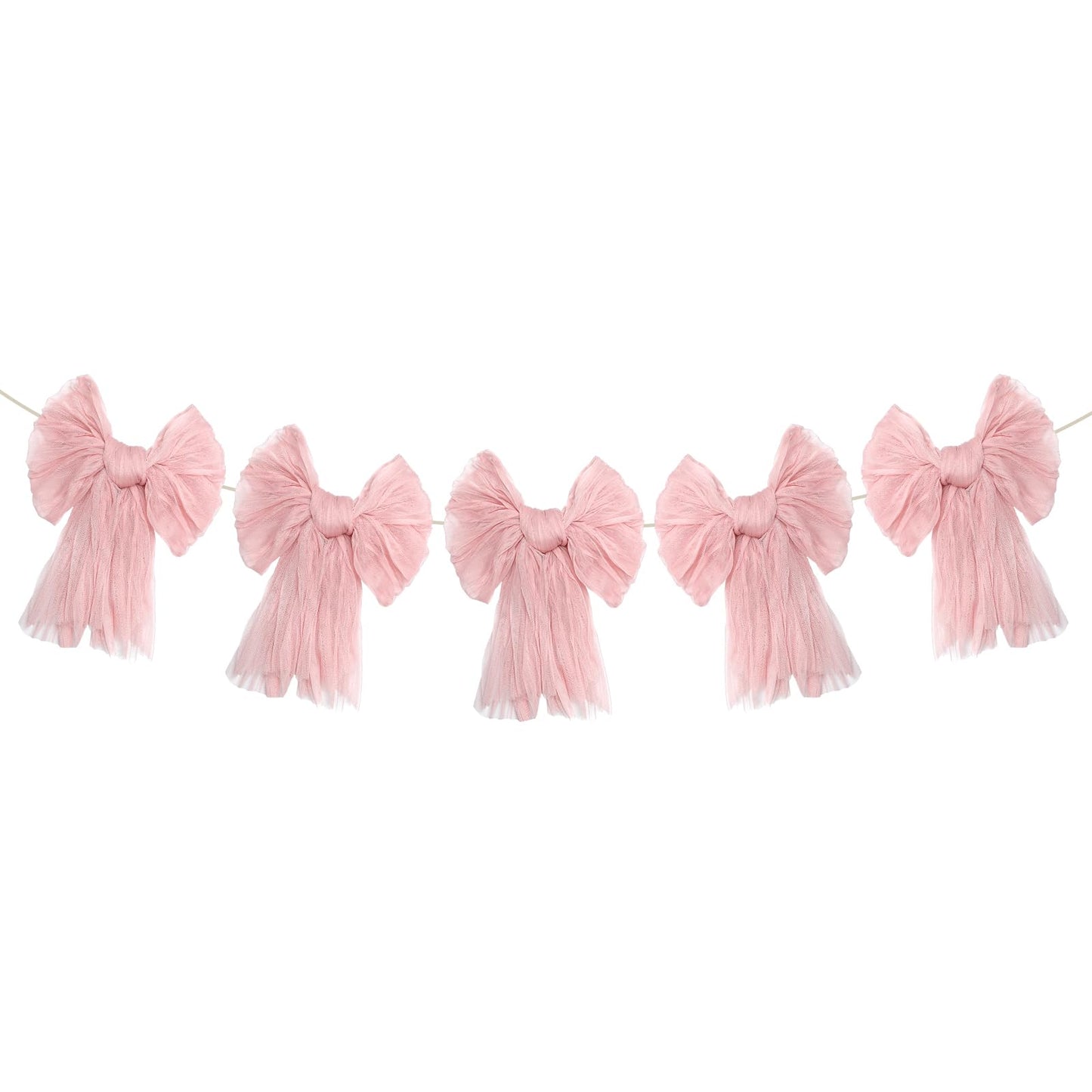 VitalCozy Pink Bow Garland Banner for Coquette Birthday Pink Bow Party Hanging Swirls Decorations for Baby Shower Bridal Shower Bachelorette Party Decor