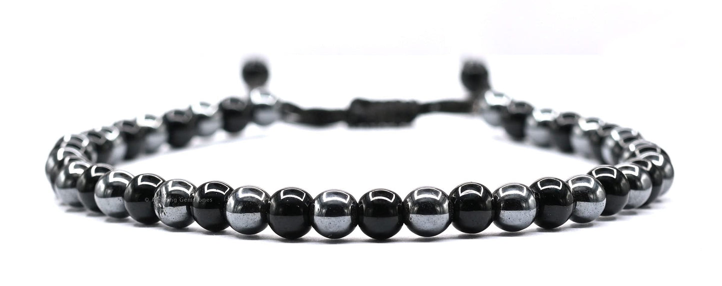 Amazing Gemstone Hematite Black Obsidian Anklet - Anti Swellig Ankle Bracelet, Weight Loss Aid Ankle Bracelet for Men Women