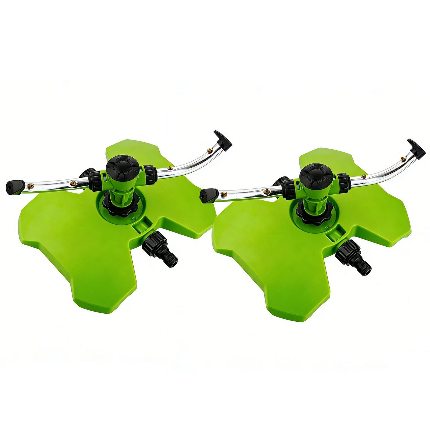 [2 Pack] TEIENNA Heavy Duty 2-Arm Sprinkler with Base, 360° Automatic Rotary Lawn Sprinkler System for Garden Plant, Flower Bed & Yard Watering – Large Area Coverage Irrigation