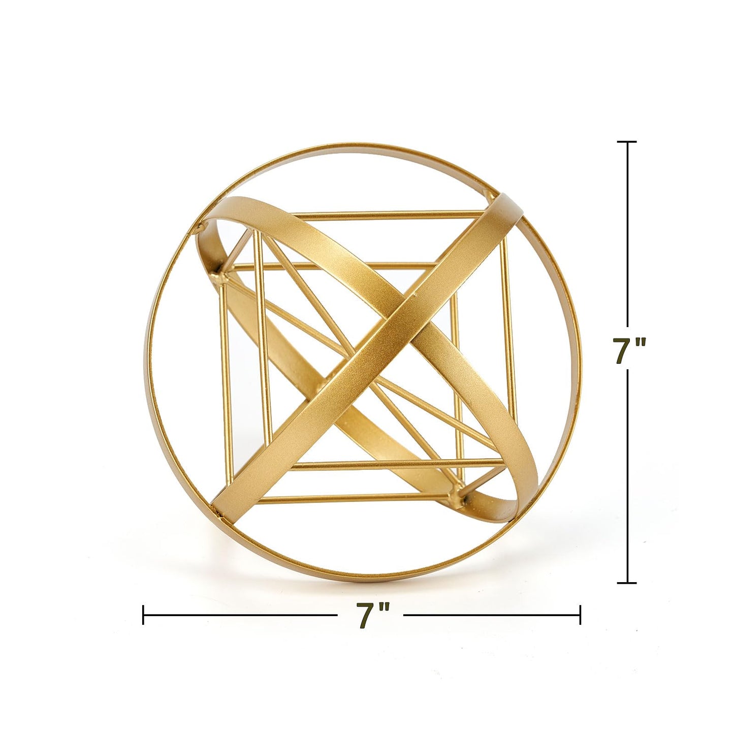 HLQMFHT 7 inches Metal Geometric Abstract Sculpture， Metal Geometric Sculpture Decor Sphere, Tabletop Decor for Living Room,Study,Bedroom,Modern Home Decor Accents