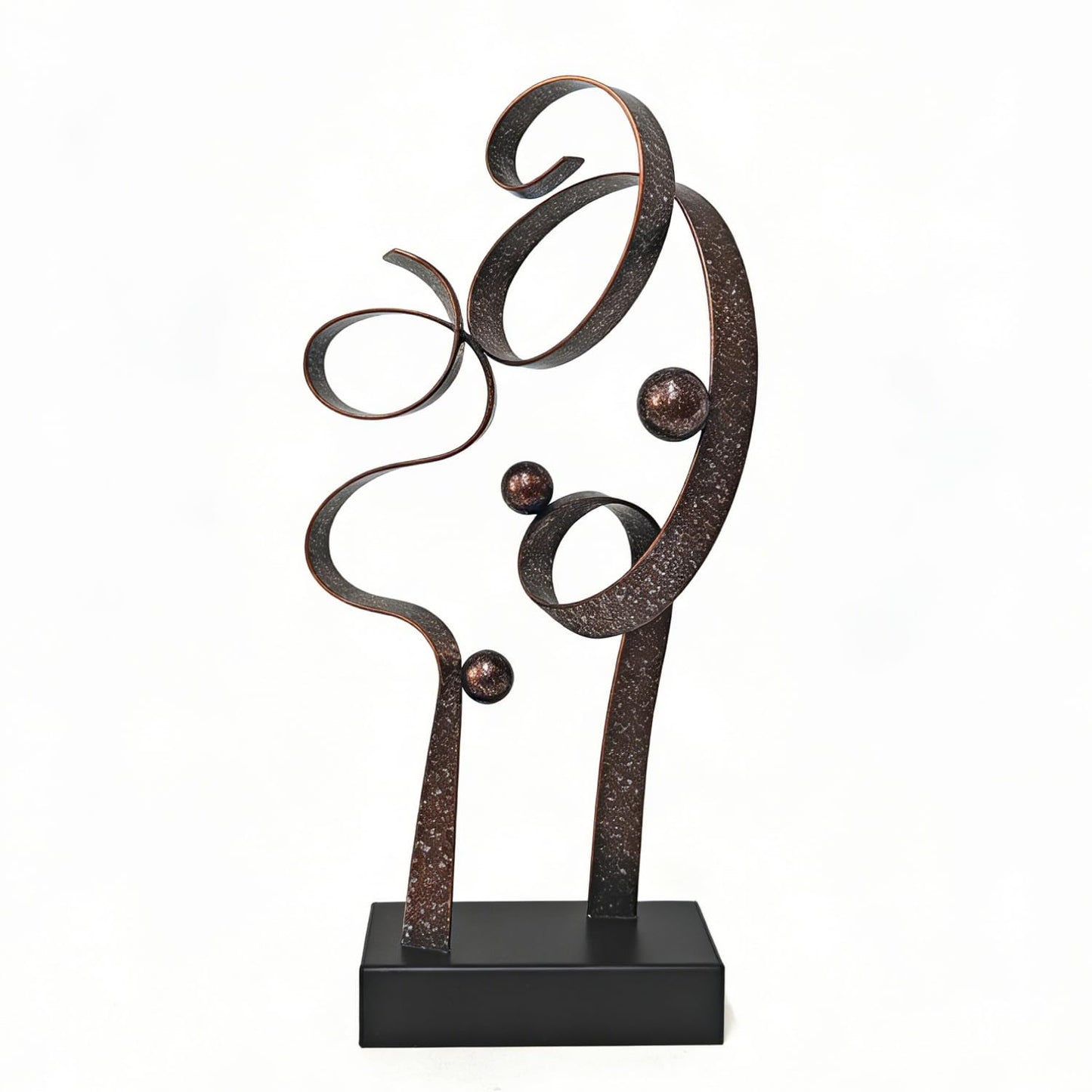 LNXMES Abstract Metal Sculpture Home Decor – Modern Minimalist Line Art Statue Decorations for Table, Shelf, Living Room, Office & Entryway (Curved Sphere Metal Sculpture)