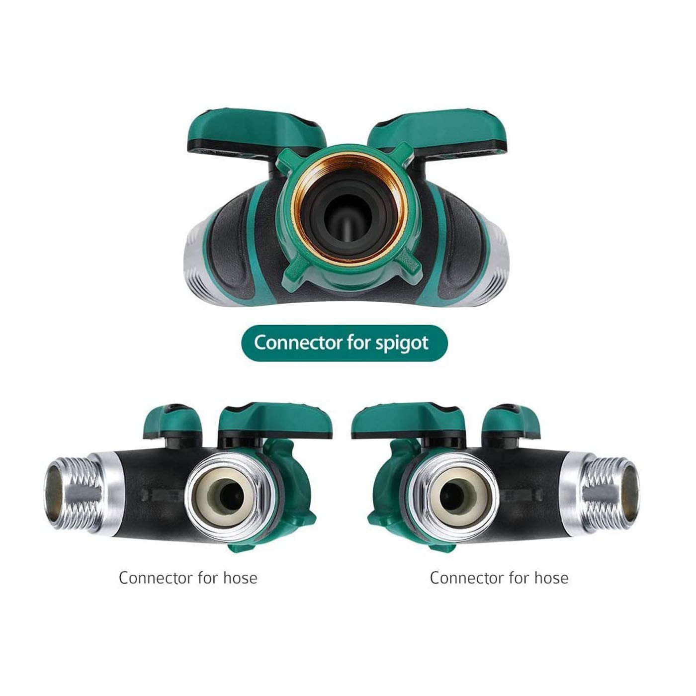 Zifoudvs 2 Way Y Hose Splitter, Garden Hose Connector with Comfortable Rubberized Grip with Outdoor Faucet, 3/4-inch (2-Packs)