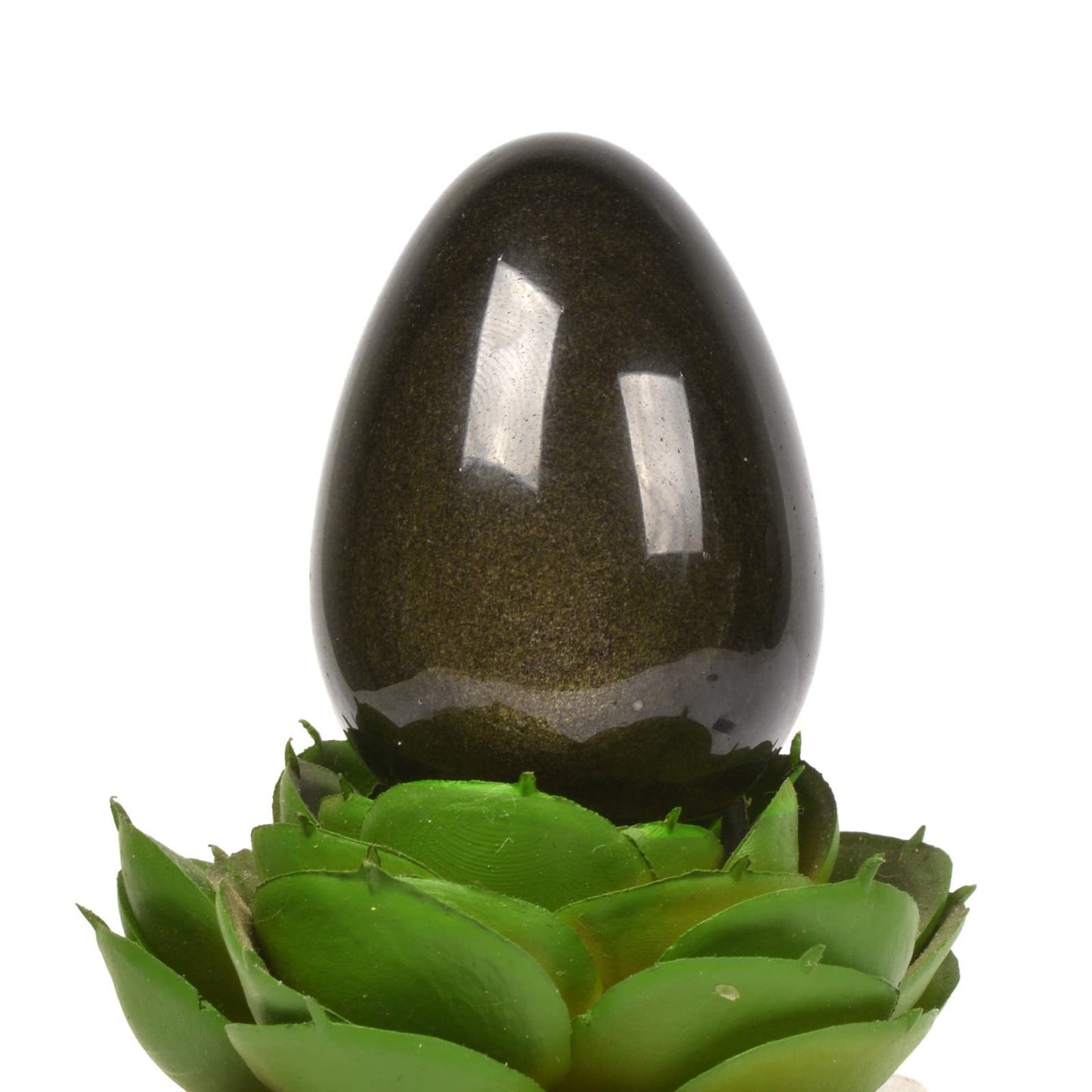 Justinstones Natural Golden Obsidian Gemstone Egg Crystal Healing Chakra Meditation Home Office Decor Stone with Stone Stand