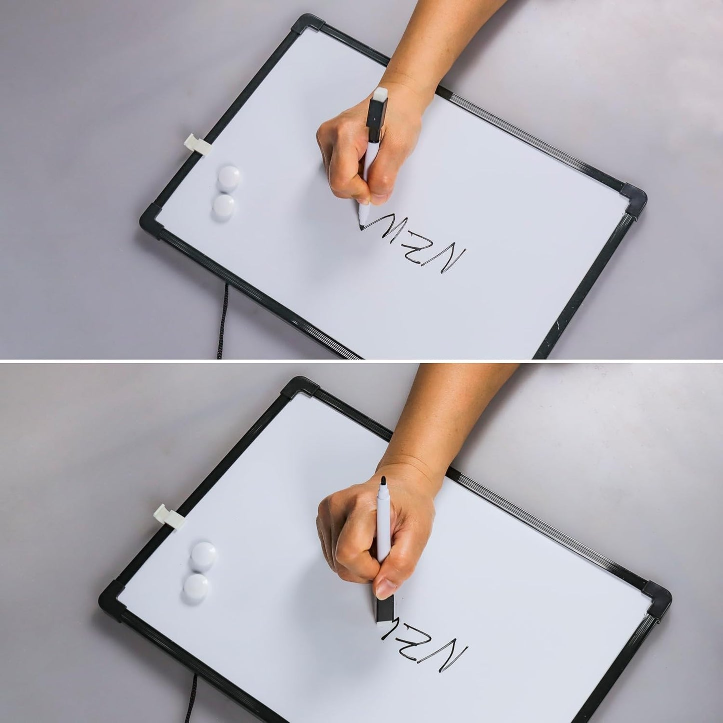 Double-Sided Small White Board 14" x 11", Dry Erase Board for Wall, Black Frame Mini Hanging Whiteboard for Home School Office