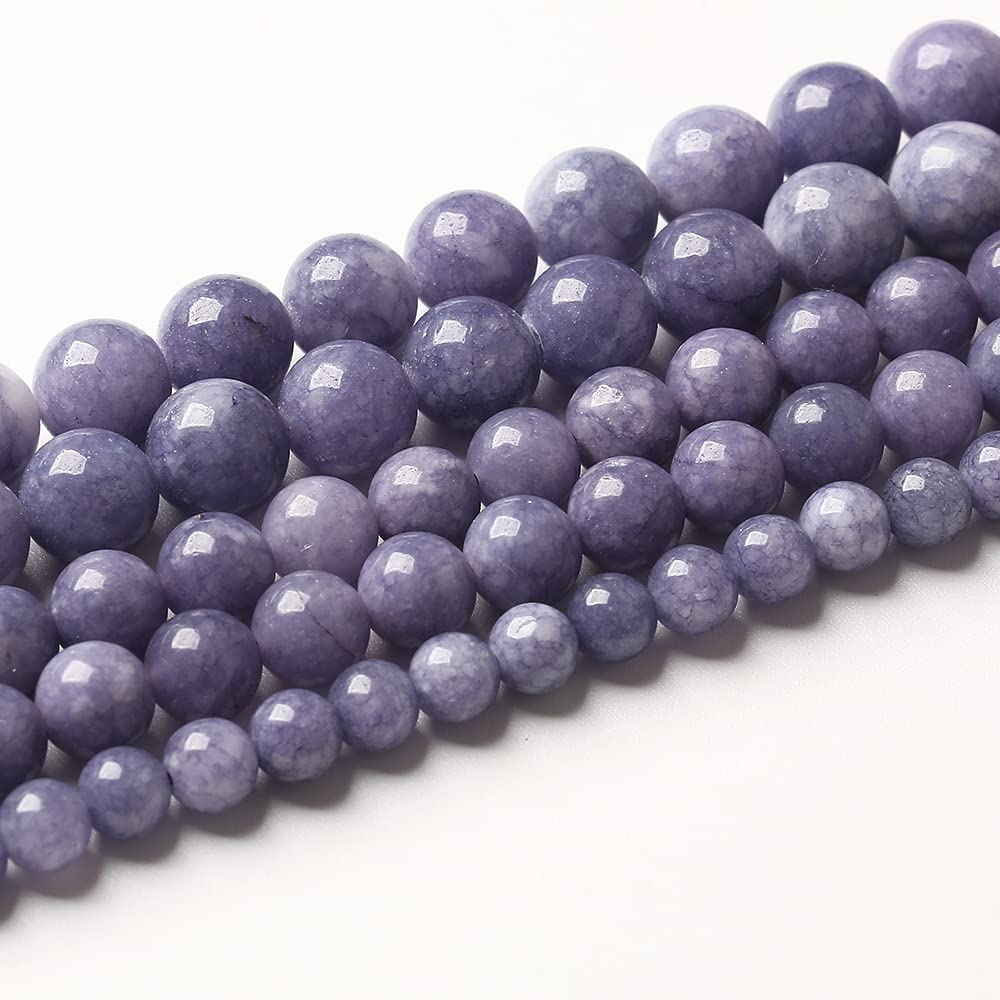 10mm 38pcs Natural Purple Angelite Stone Beads Lavender Gemstone Round Loose Beads for Jewelry Making DIY Bracelet Necklace Earrings