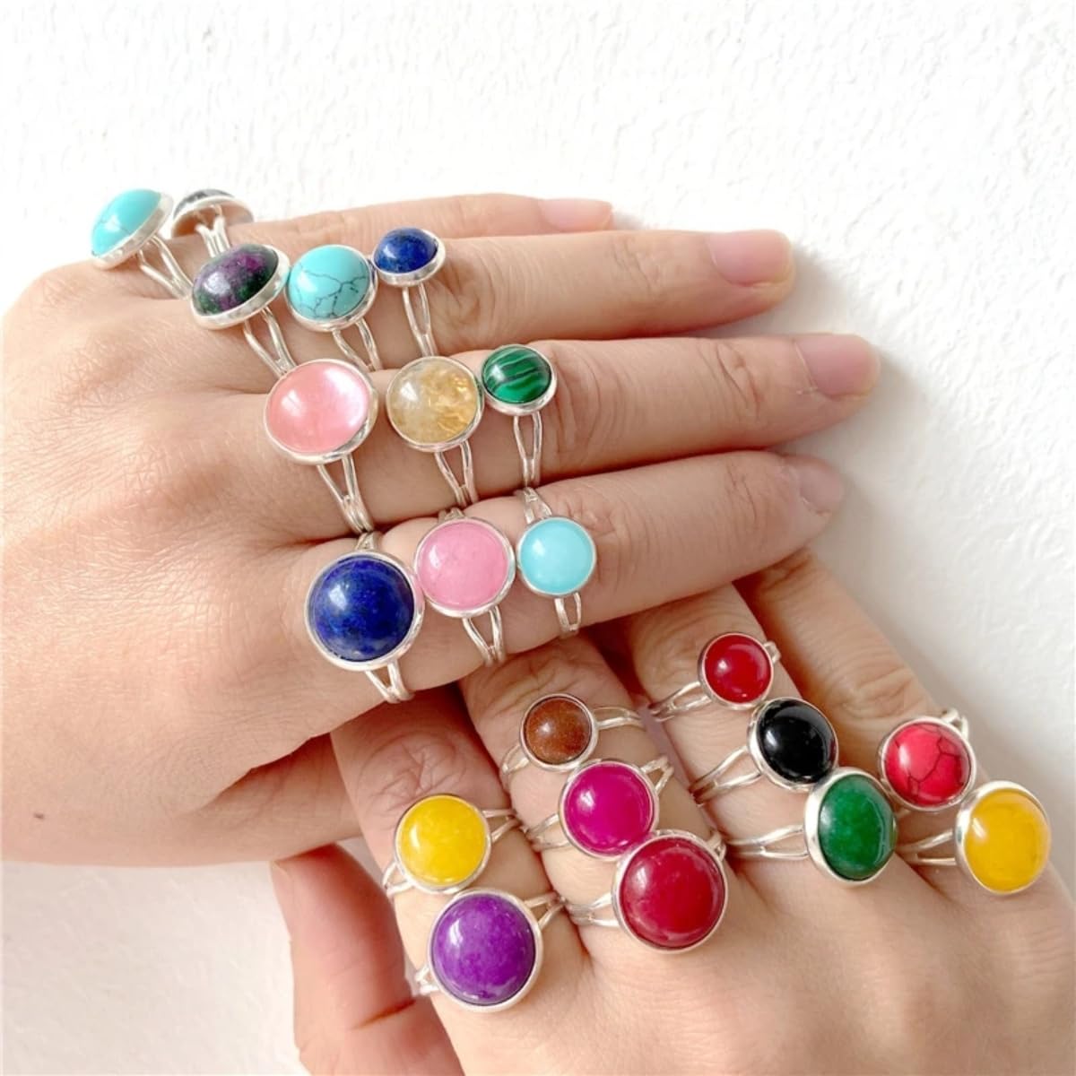 20pcs 12mm Natural Stone No Hole Malachite Semicircle Smooth Cabochons Beads Healing Chakra Crystal Stone Bead for Jewelry Making Rings Earrings Necklace Bracelet DIY Crafts