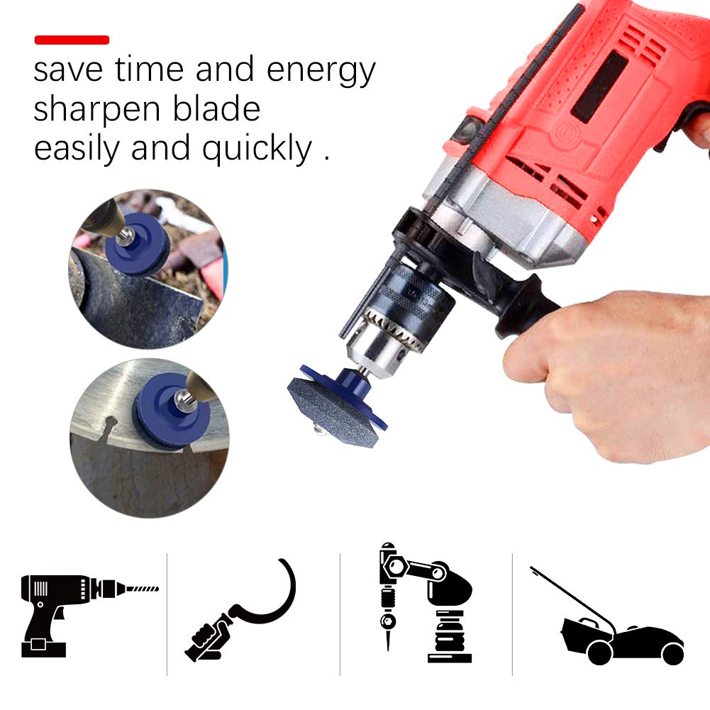 cenoz Crafts Man Lawn Mower Blade Sharpener for Any Power Hand Drill by (5 Packs Blue)