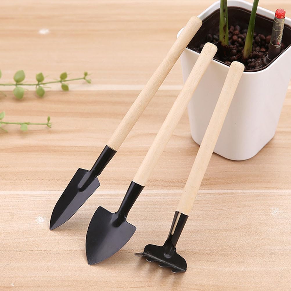 Sosoport 10 Sets Mini Tool Shovel Indoor Plant Gardening Tools Wooden Handle Weeding Trowel Digging Trowel for Flower Soil Planting Succulent