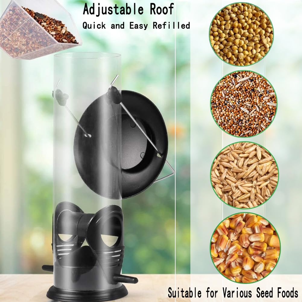 Metal Bird Feeder, Tube Bird Feeders for Outdoors Hanging, Heavy Duty Chew-Proof and Rust-Proof Tube Bird Feeder, Weatherproof & Steel Hanger, Attracting for Wild Birds (Black)