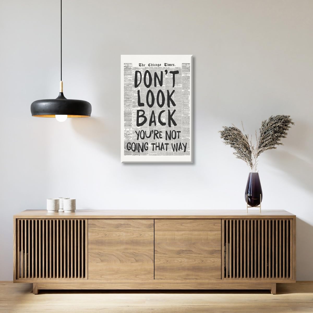Black and White Retro Newspaper Wall Art Trendy Inspirational Quote Poster Don't Look Back Positive Motivational Affirmation Print Preppy Aesthetic Room Apartment Bedroom Decor 12x18inch Unframed