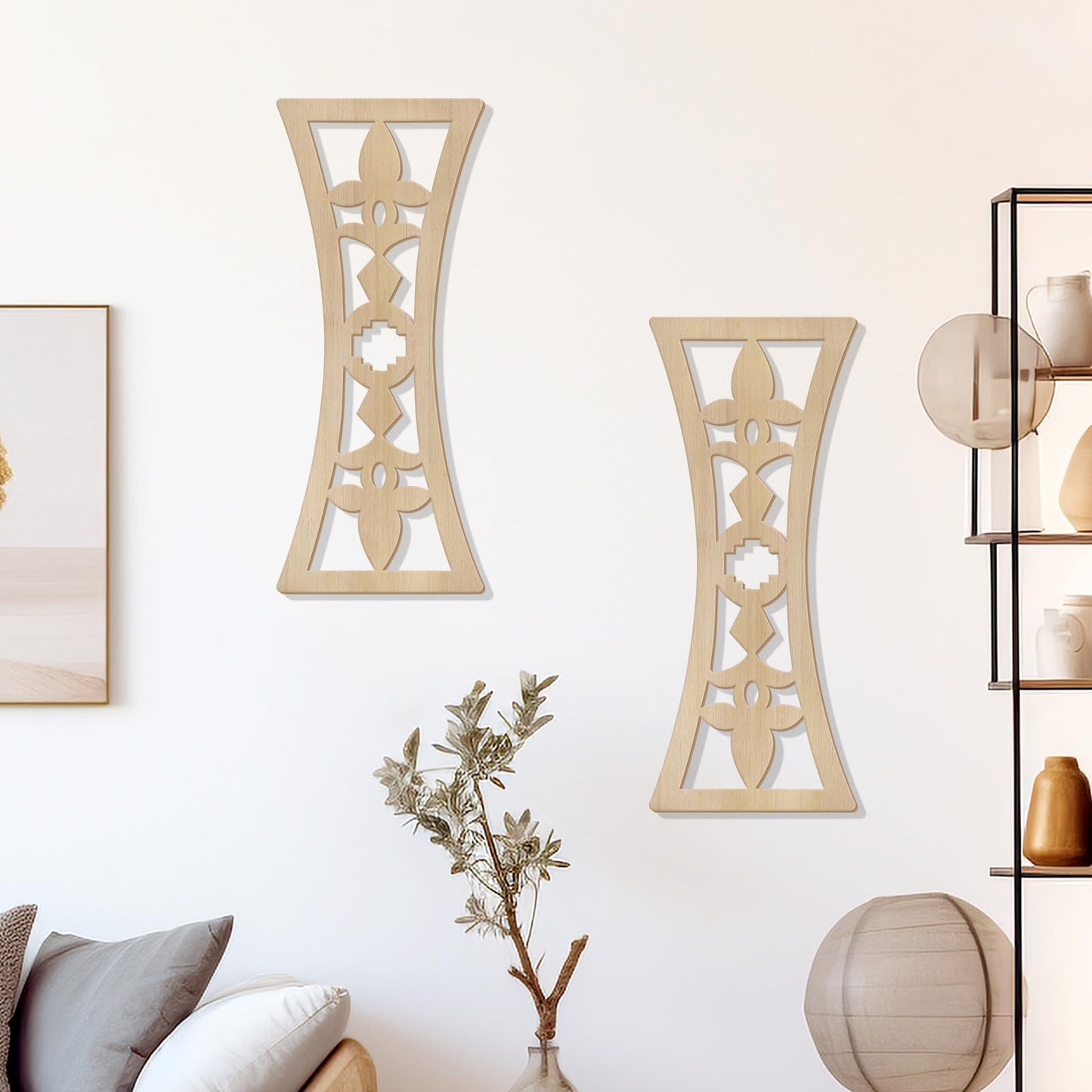 Zzbakress 2 Pcs Mid Century Modern Wall Decor Wooden Abstract Geometric Art for Home Living Room Bedroom (Style Q)