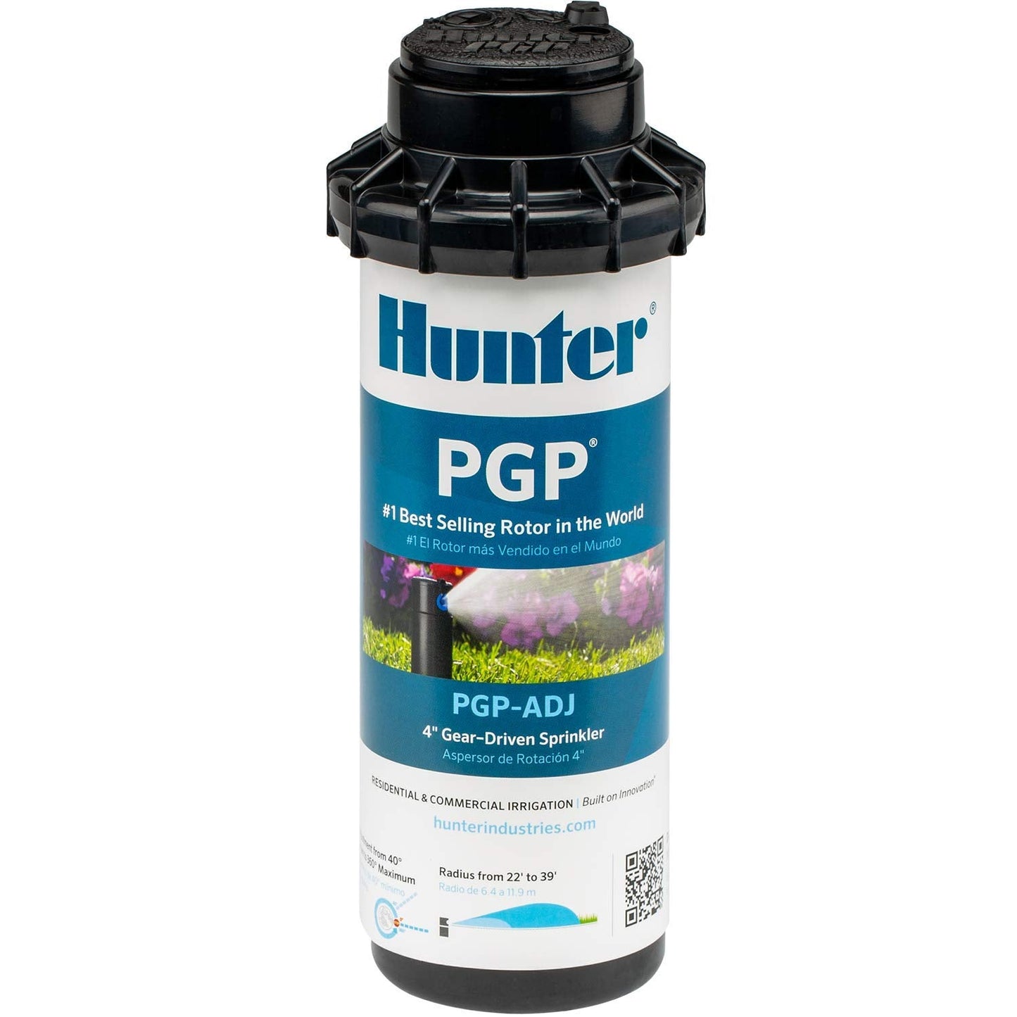 Hunter PGP-ADJ 3/4" Rotor Sprinkler Head, Adjustable 40°-360° Arc, 4" Pop-Up Gear Drive Lawn Irrigation Head, 22-52 ft Spray Distance, Preinstalled 3.0 GPM Nozzle