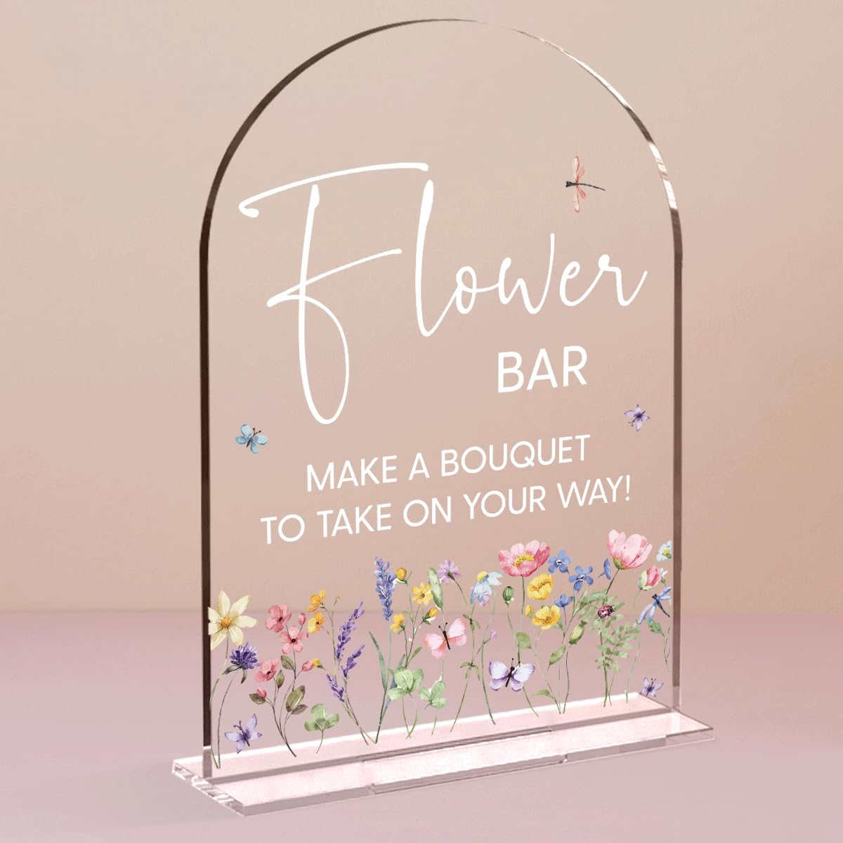 Flower Bar Sign Wedding Decor Clear Acrylic Table Sign for Marriage Parties Anniversaries Reception Cafe Hotel Party Bar Business Event 5X7 Inches