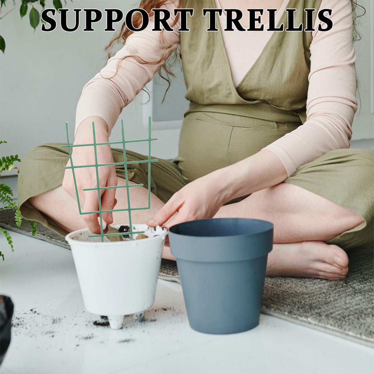 Toddmomy 4pcs Vine Plant Trellis for Pots Climbing Plants Holder Indoor Outdoor with Grid Design for Potted Vines and Flowers