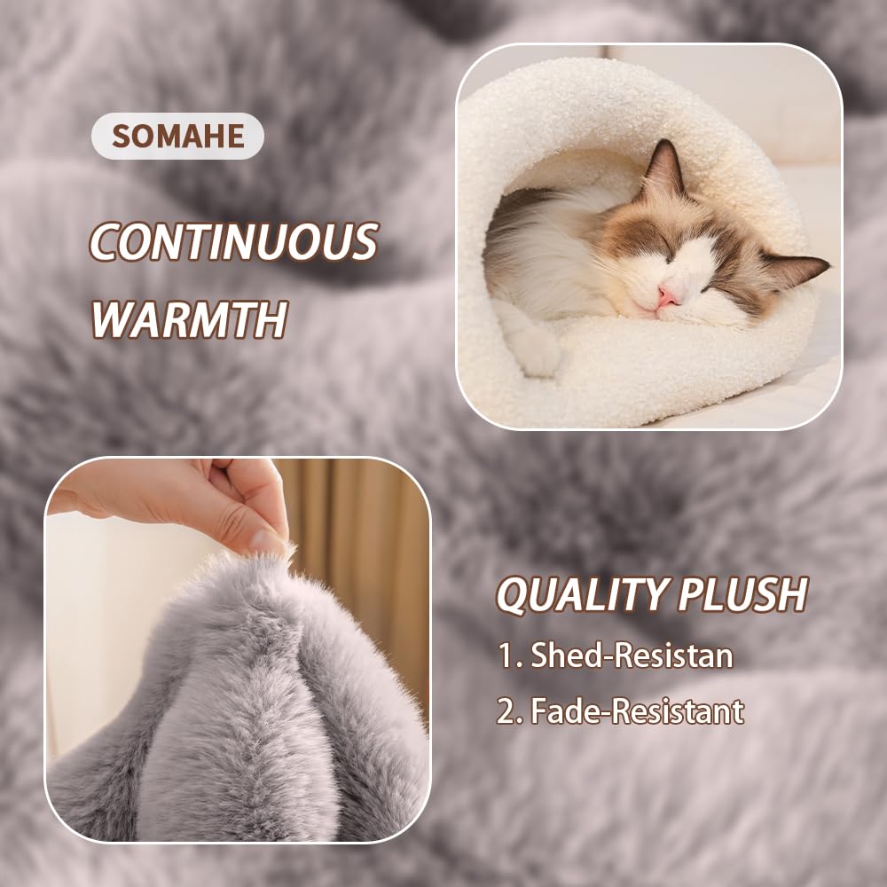 SOMAHE Self-Warming Cat Sleeping Bag, Enclosed Hooded Snuggle Sack with Dual-Side Plush Cat Cave Bed, Portable Foldable Pet Sleeping Pod for Indoor & Travel, Anti-Static, 21.7"x17.7"Pink