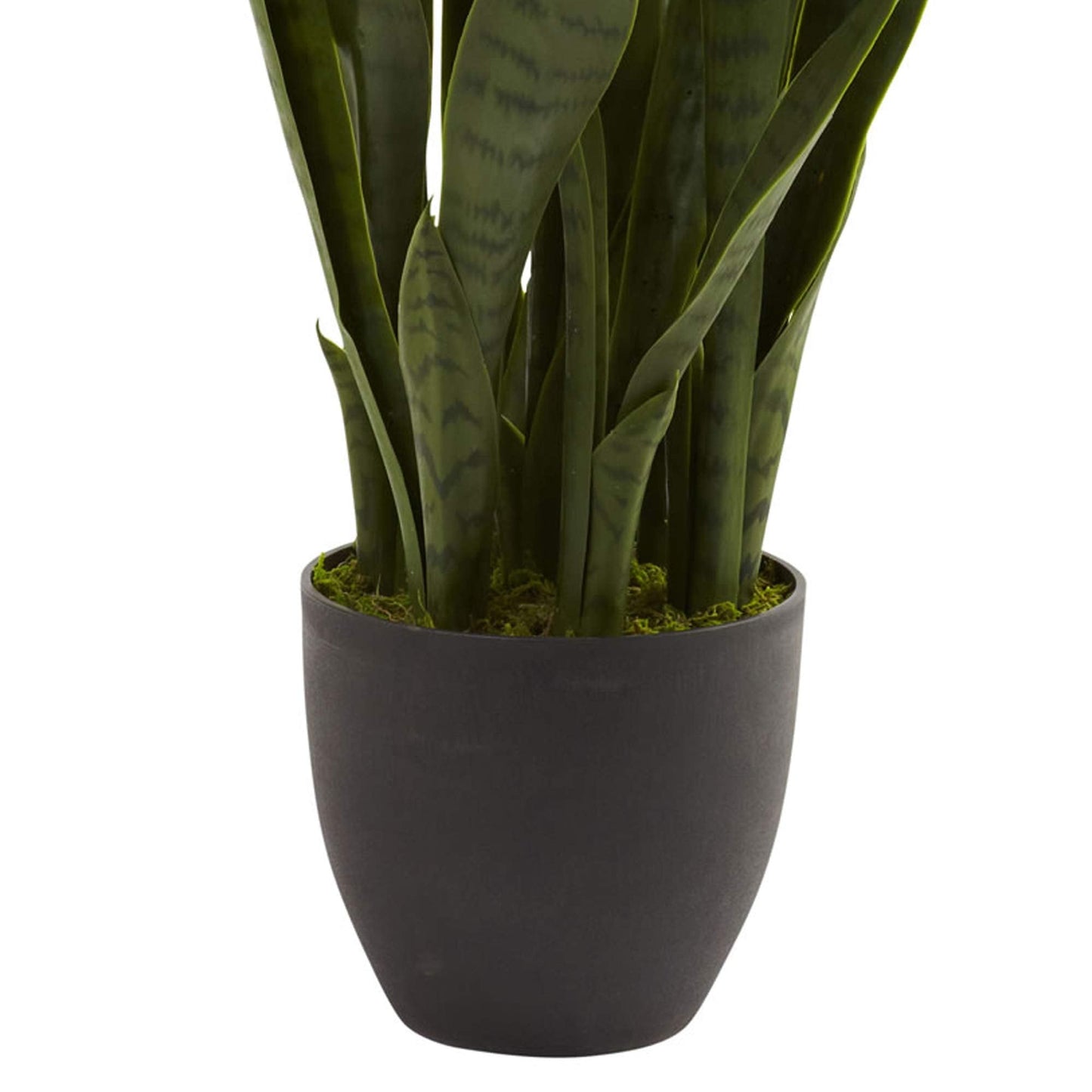 Nearly Natural 35in Artificial Snake Plant, Sansevieria Faux Greenery with Black Planter for Indoor Home Office Decor, Low Maintenance