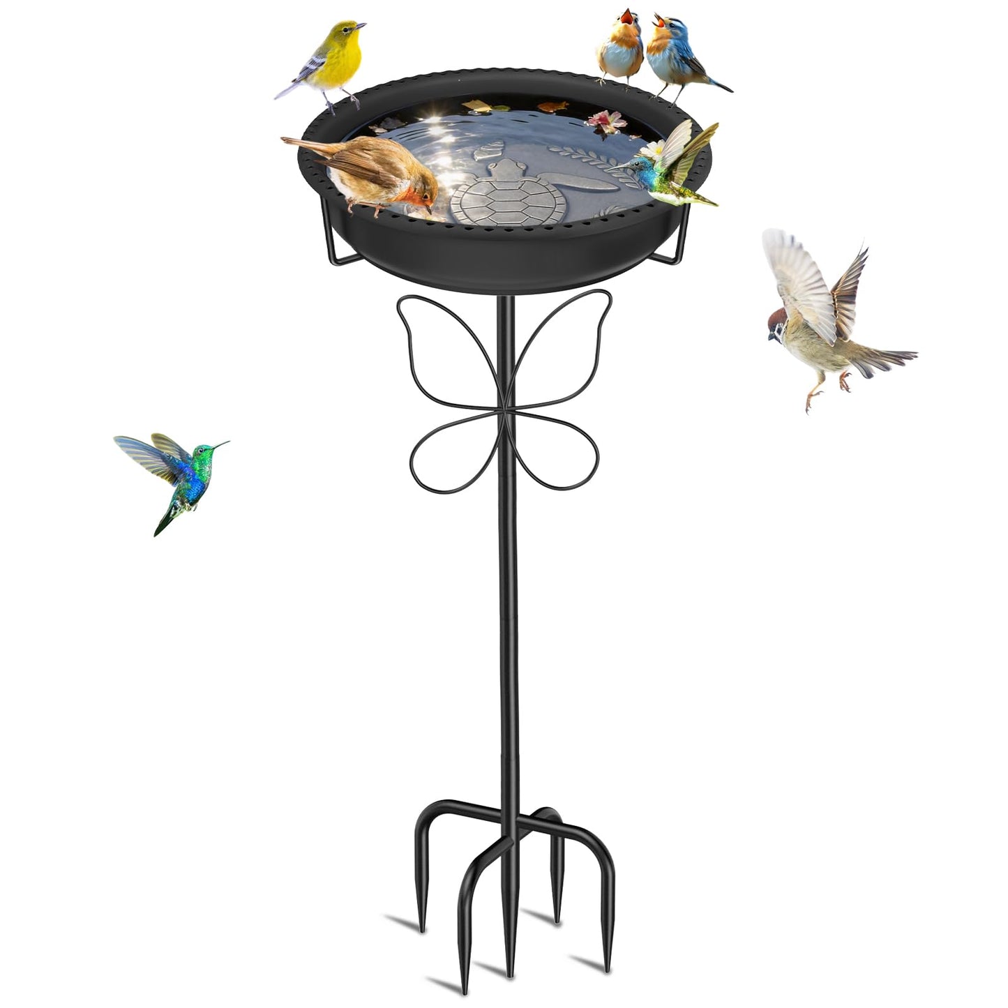 YOADEHOA Bird 37In Bath for Outside with Removable Bowl Metal Base, Freestanding Rust-Proof Birdbaths & Birdfeeder, Bird Baths Feeder Bowl for Outdoors Garden Patio Yard Lawn Decor (Black)