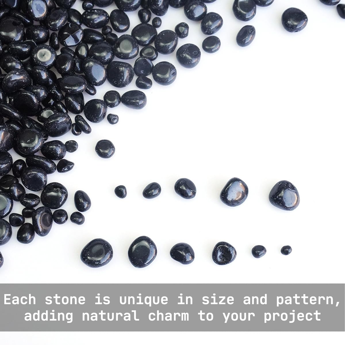 XMHOME 3 Pounds Black Obsidian Polished Stones - Natural Tumbled Gemstones for Vase Filler, Protection, and Jewelry Making
