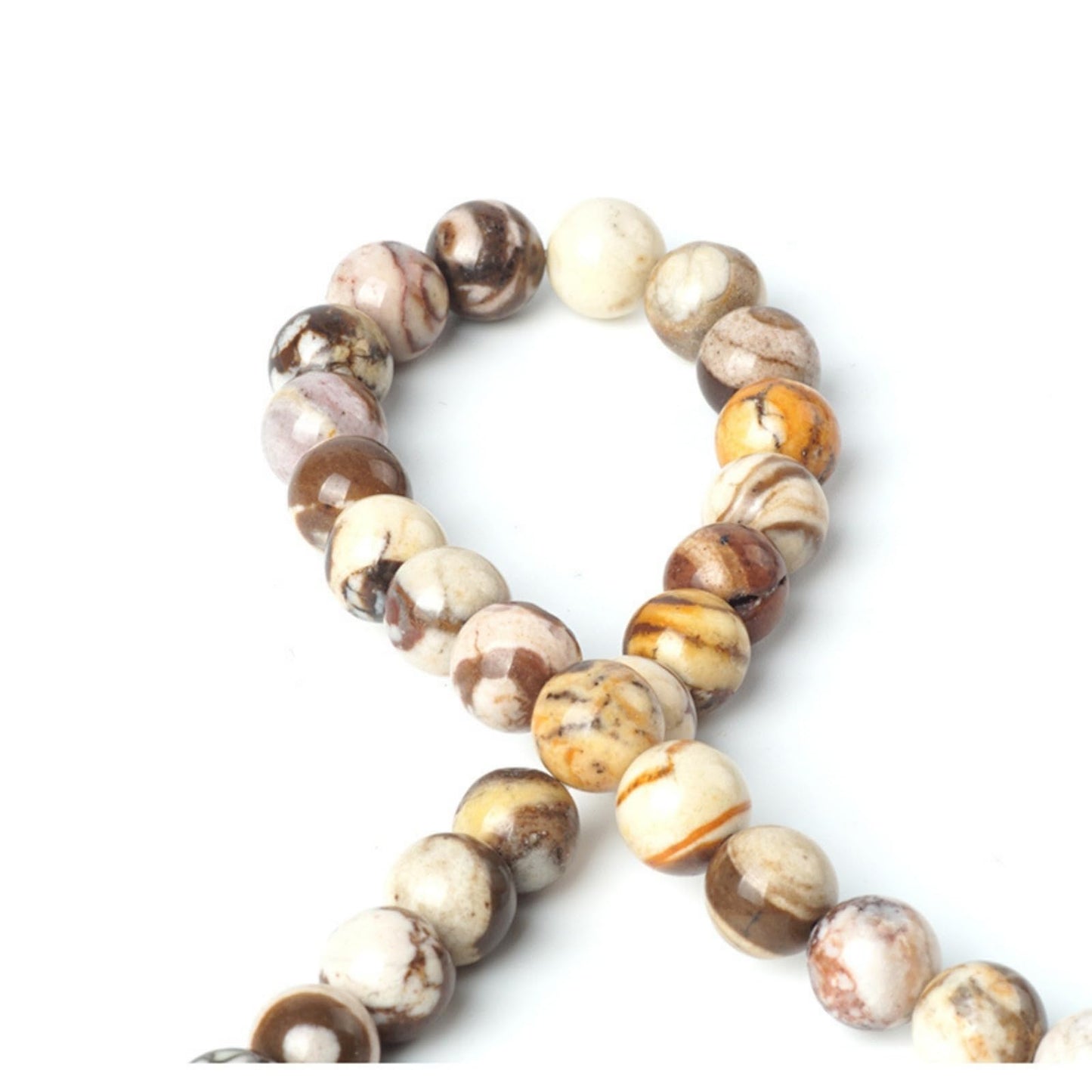 100Pcs Natural Stone 6mm Australia Zebra Round Loose Gemstone Energy Healing Beads Hole Size 1mm DIY Smooth Beads for Bracelet Necklace Earrings Jewelry Making