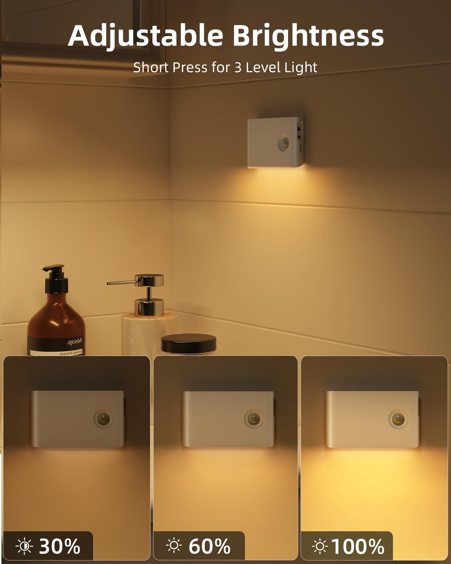 EZVALO 6 Pack Motion Sensor Night Lights, Sync LED Stair Lights Indoor, 1500mAh Rechargeable, Magnetic & Dimmable, 3000K Soft White, Portable Nightlight for Hallway, Stairs, Bathroom, Bedroom
