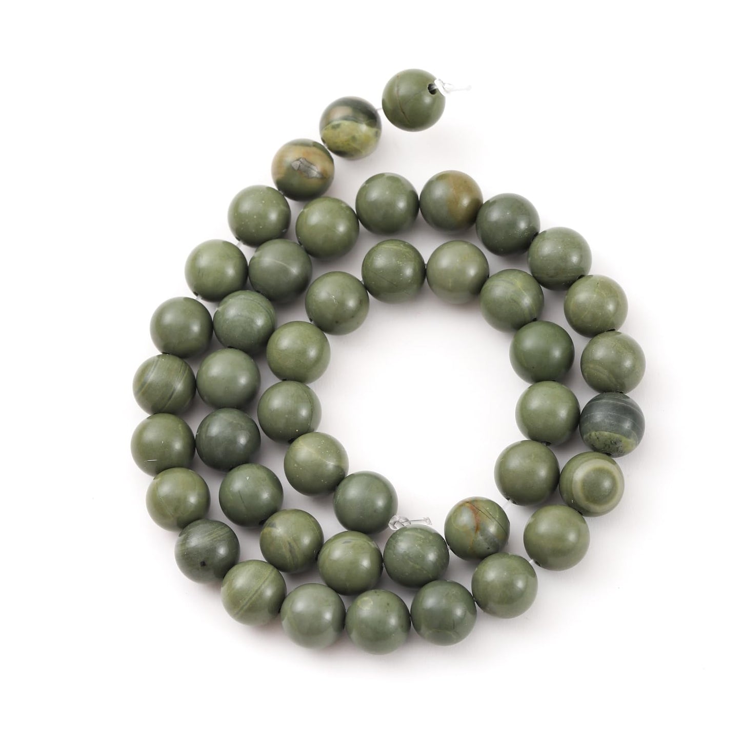 8mm 45pcs DIY Natural Green Tea Stone Beads Round Healing Crystal Gemstone Loose Beads for Jewelry Making Handmade Bracelet Necklace