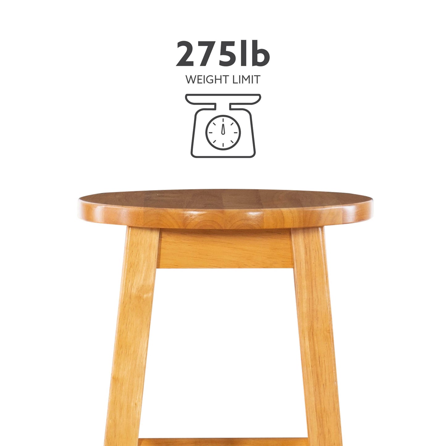Linon Natural Barstool with Round Seat, 24-Inch