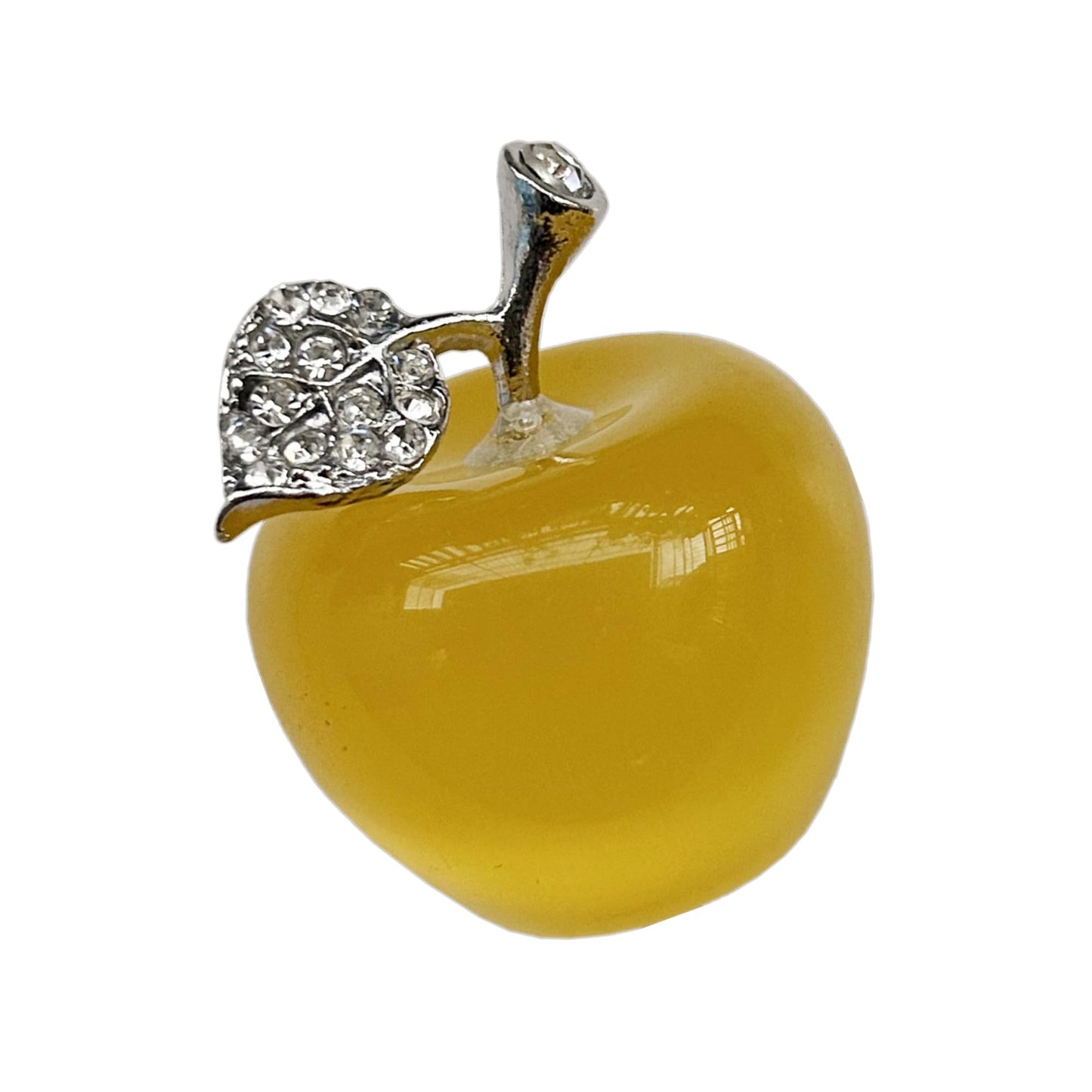 Sunshcat Yellow Cat's Eye Stone 1.18 Inchs Apple Crystal and Healing Stone Statues,Room Decoration Christmas Decorations Thanksgiving Gifts Office Gifts Collectibles