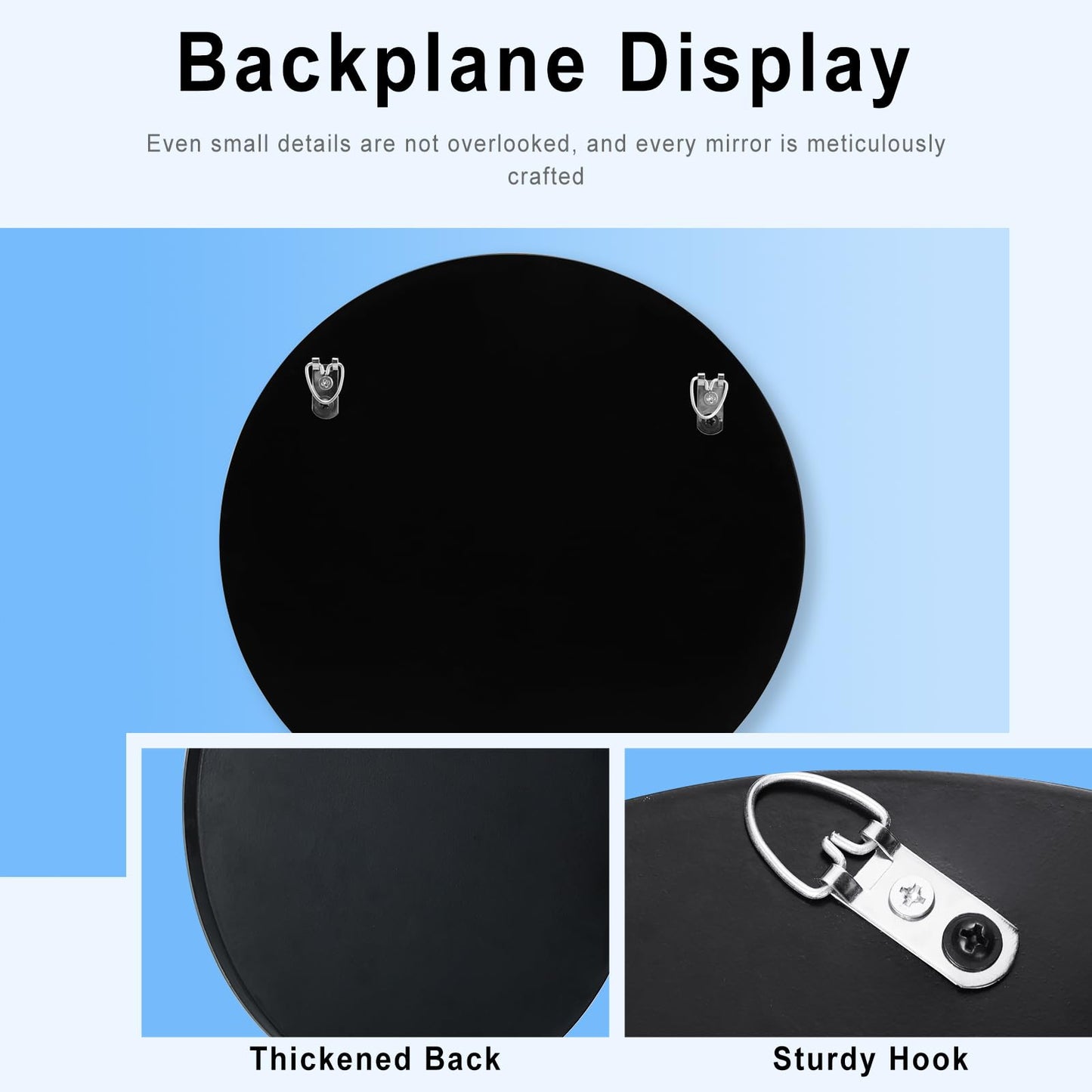 24 Inch Crushed Diamond Round Glass Wall Mirror, Bathroom Mirror, Wall Decoration Hanging Mirror, Suitable for Living Room, Bedroom, Vanity