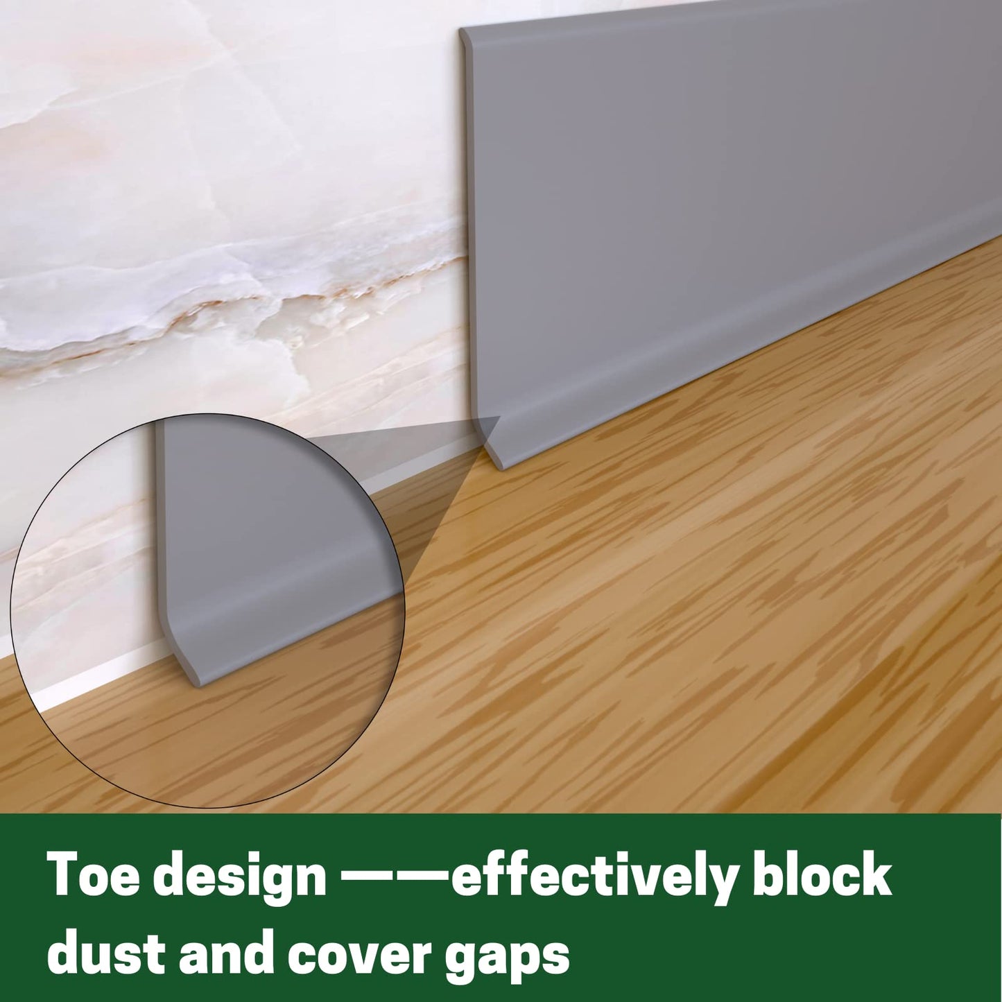 GAMZAU Flexible Baseboard Molding Trim, 6 Inch x 20 Feet Peel and Stick Vinyl Wall Base Cove Base, Self-Adhesive Rubber Wall Base Moulding Trim(S152,Gray)