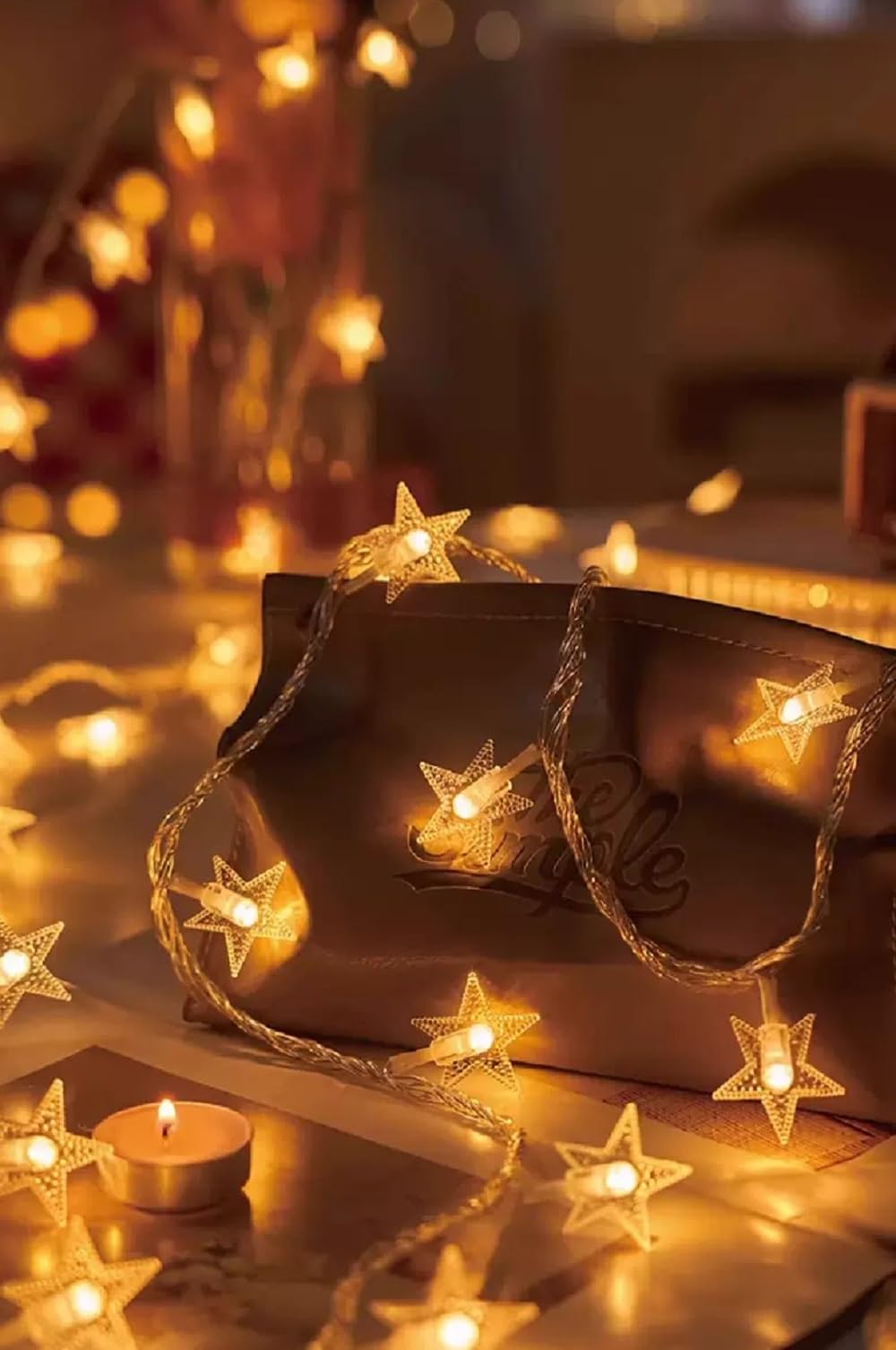 WFGGEH Star Plug in String Lights, 16ft 50 LED Plug in Star Warm White Fairy Lights for Birthday Party Holiday Christmas Home Decoration