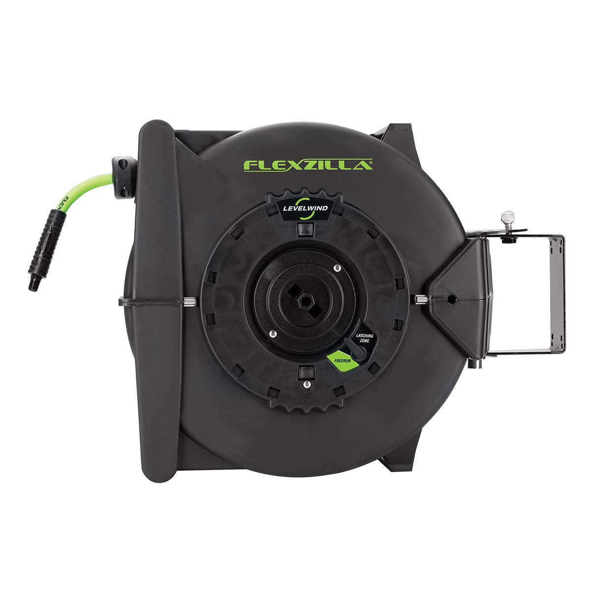 Flexzilla Levelwind Retractable Air Hose Reel, 3/8 in. x 75 ft., Heavy Duty, Lightweight, Hybrid, ZillaGreen - L8306FZ