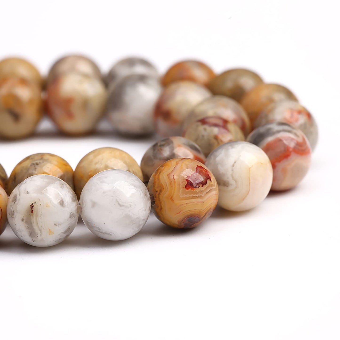 6MM 60PCS Yellow Crazy Lace Agate Beads Natural Stone Spacer Loose Beads for Jewelry Making DIY Bracelet Necklace