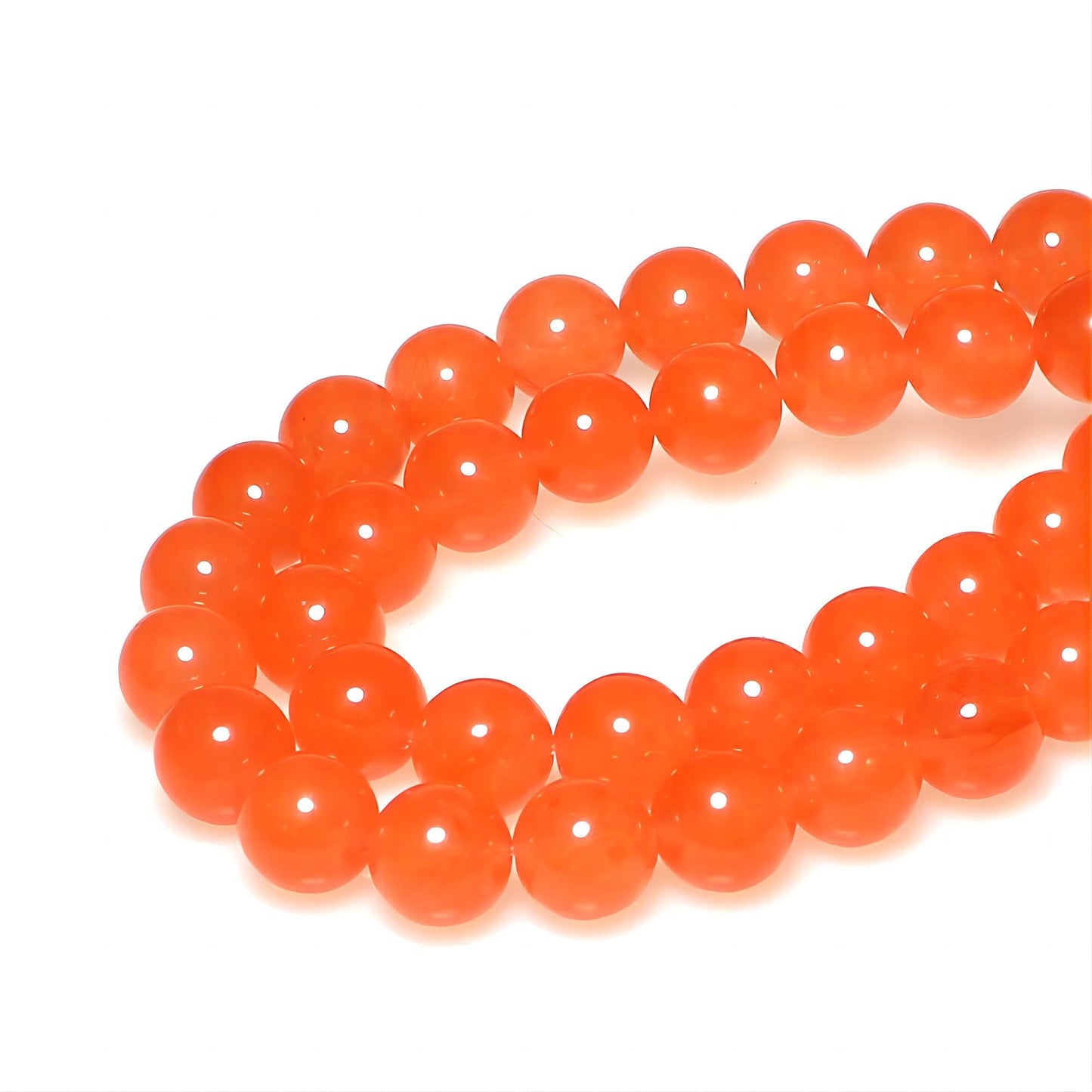 MJDCB Stone Beads 8mm 43pcs Round Orange Red Jade Loose Gemstone Bead Charms for Jewelry Making Bracelet Necklace Earring Pendant