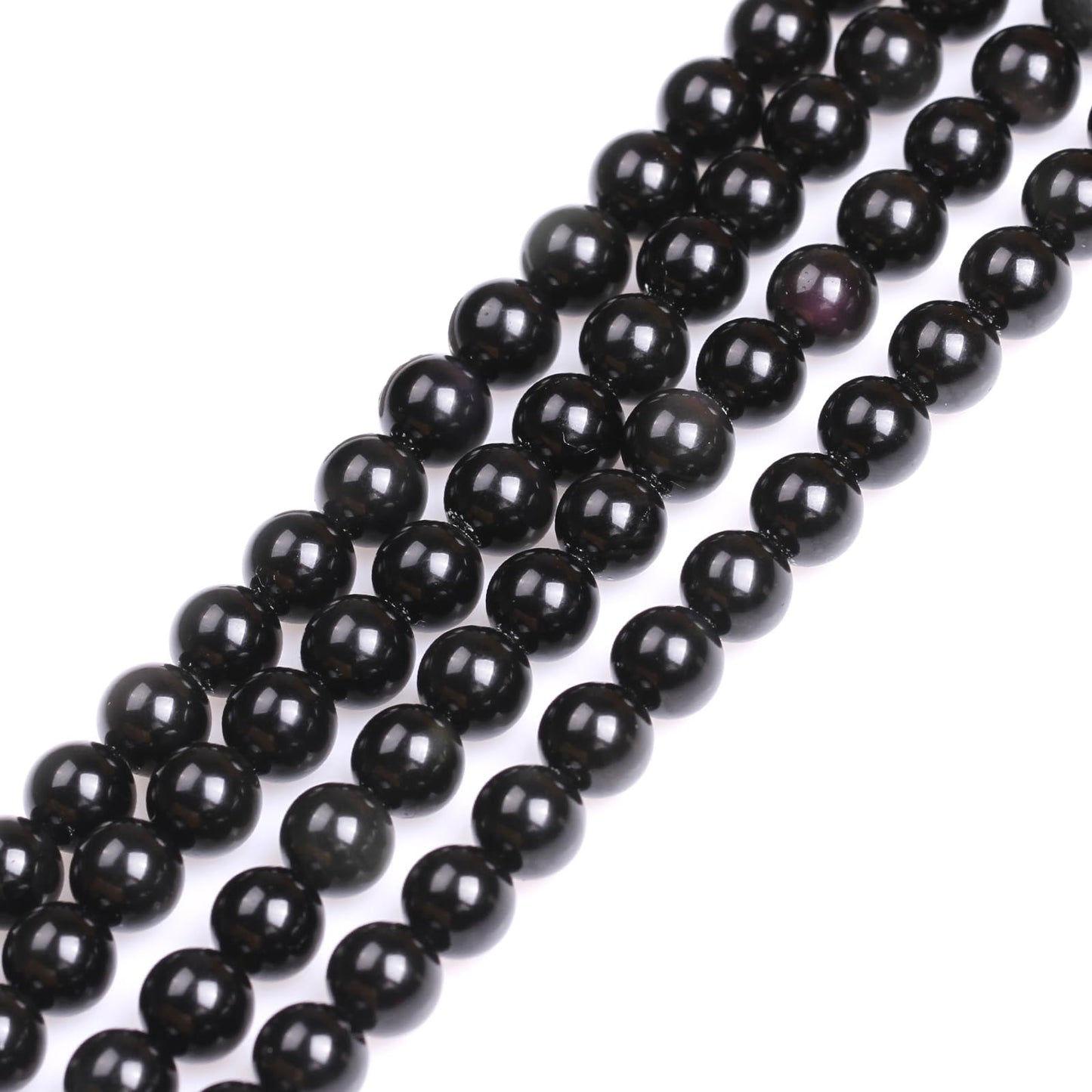 GEM-Inside Natural 8mm Black Obsidian Gemstone Loose Beads Round Energy Power Beads for Jewelry Making 15"